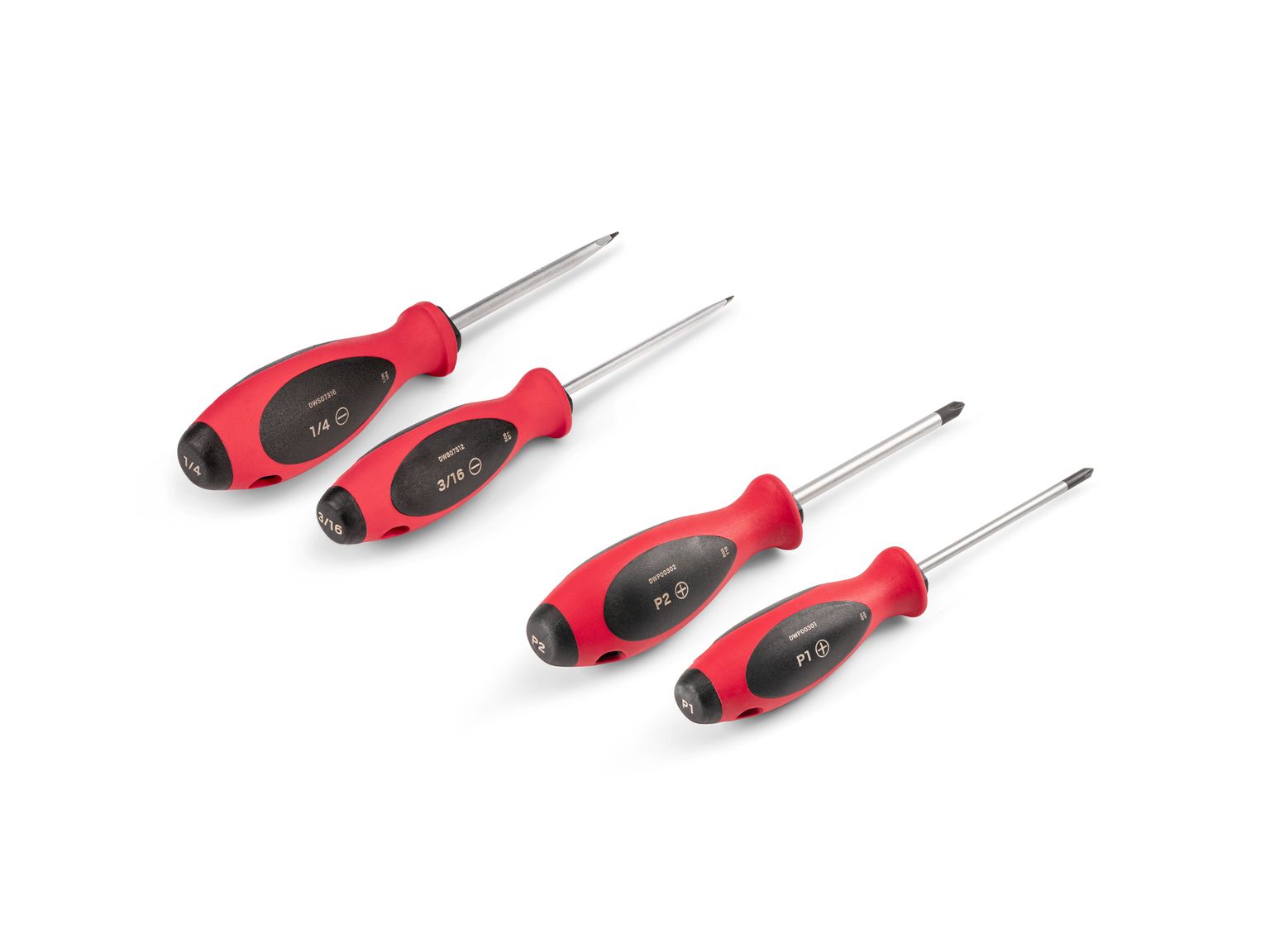 TEKTON Phillips and Slotted Screwdriver Set - 4 Inch Shanks, 4-Piece (#1-#2, 3/16-1/4 in.)