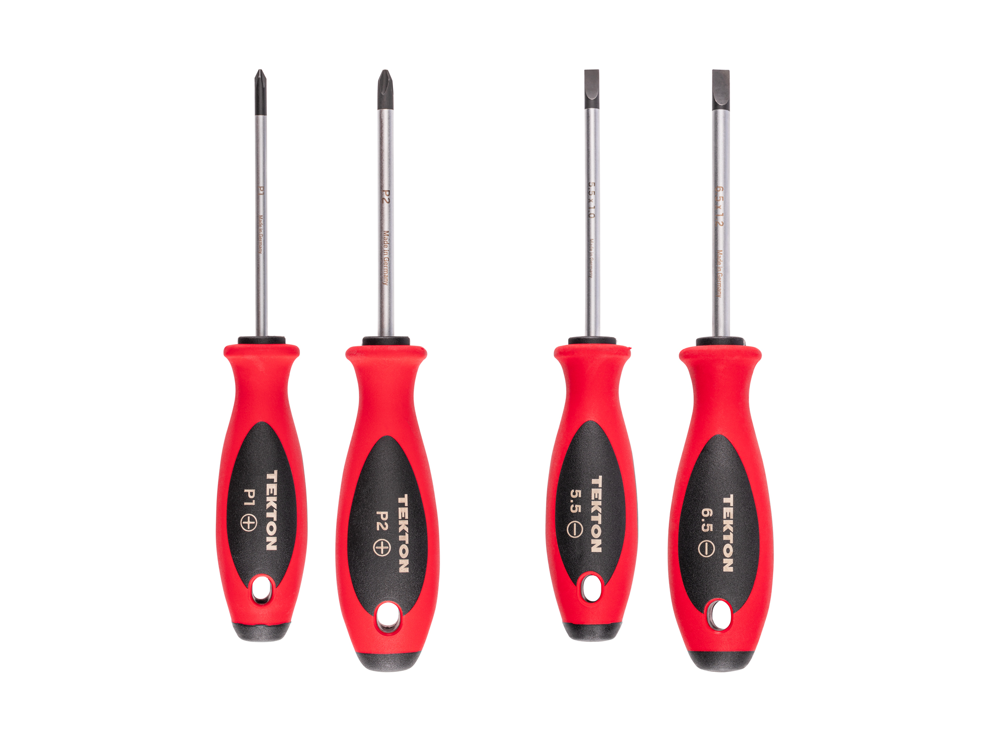 Top view of  Tekton 4 inch screwdriver set. Item #DWZ90005