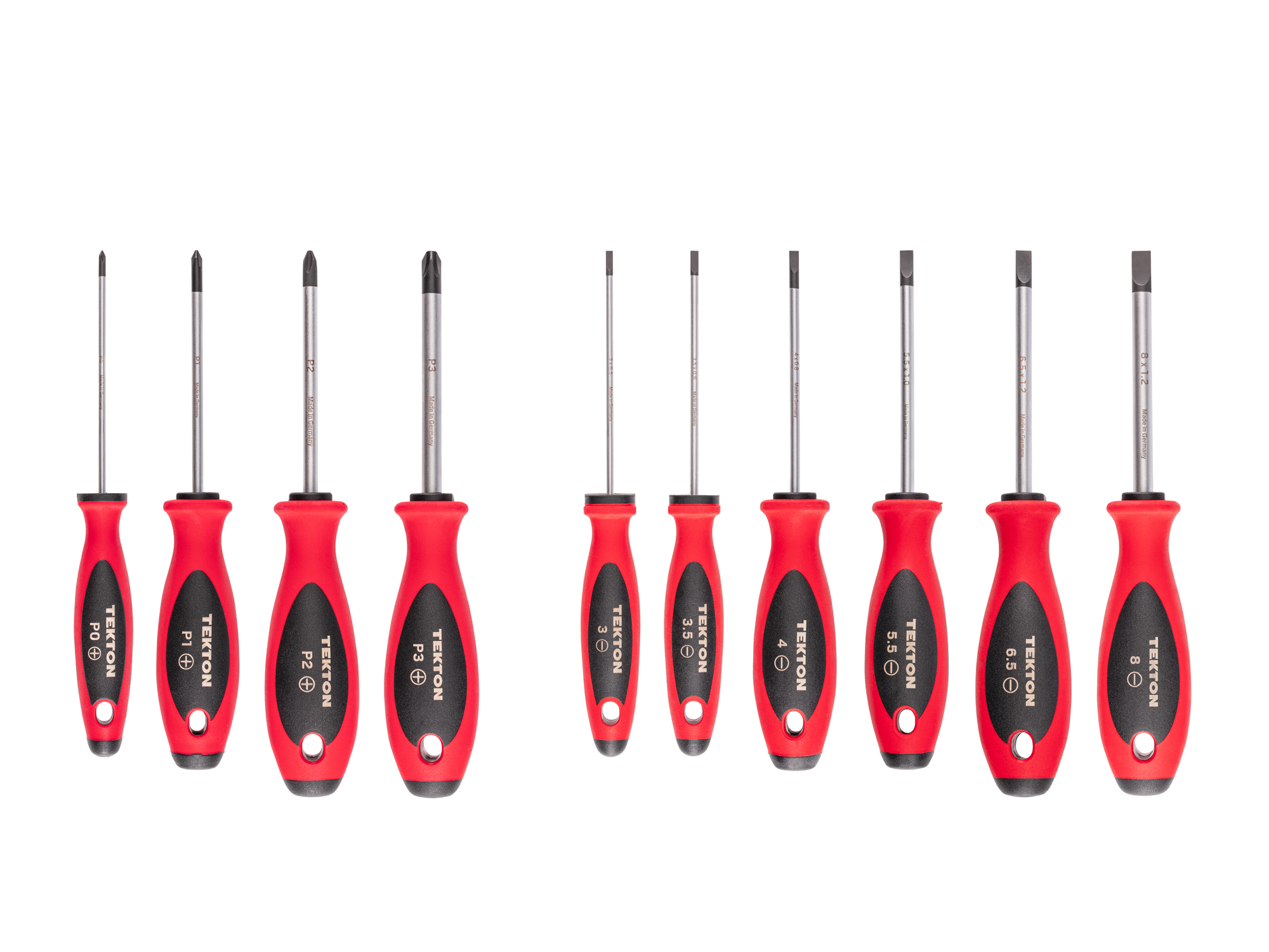 Top view of  Tekton 4 inch screwdriver set. Item #DWZ90006