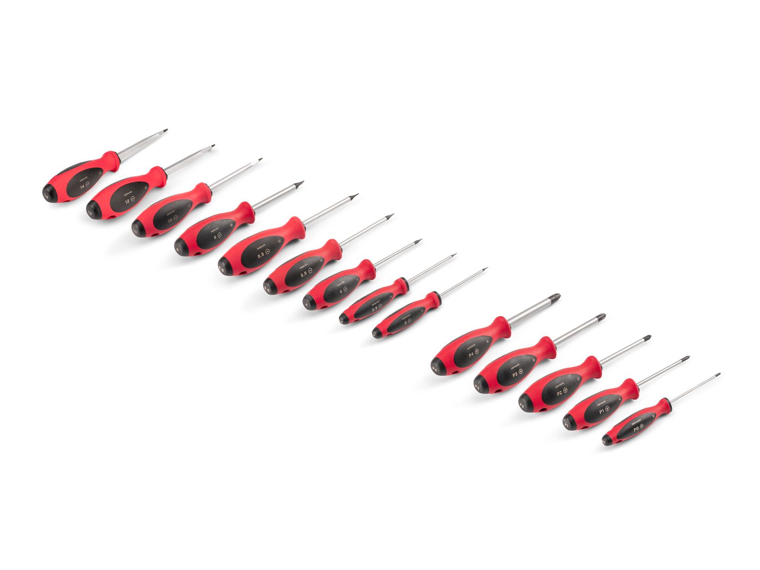 TEKTON Phillips and Slotted Screwdriver Set - 4 Inch Shanks, 14-Piece (#0 - #4, 3 - 14 mm)