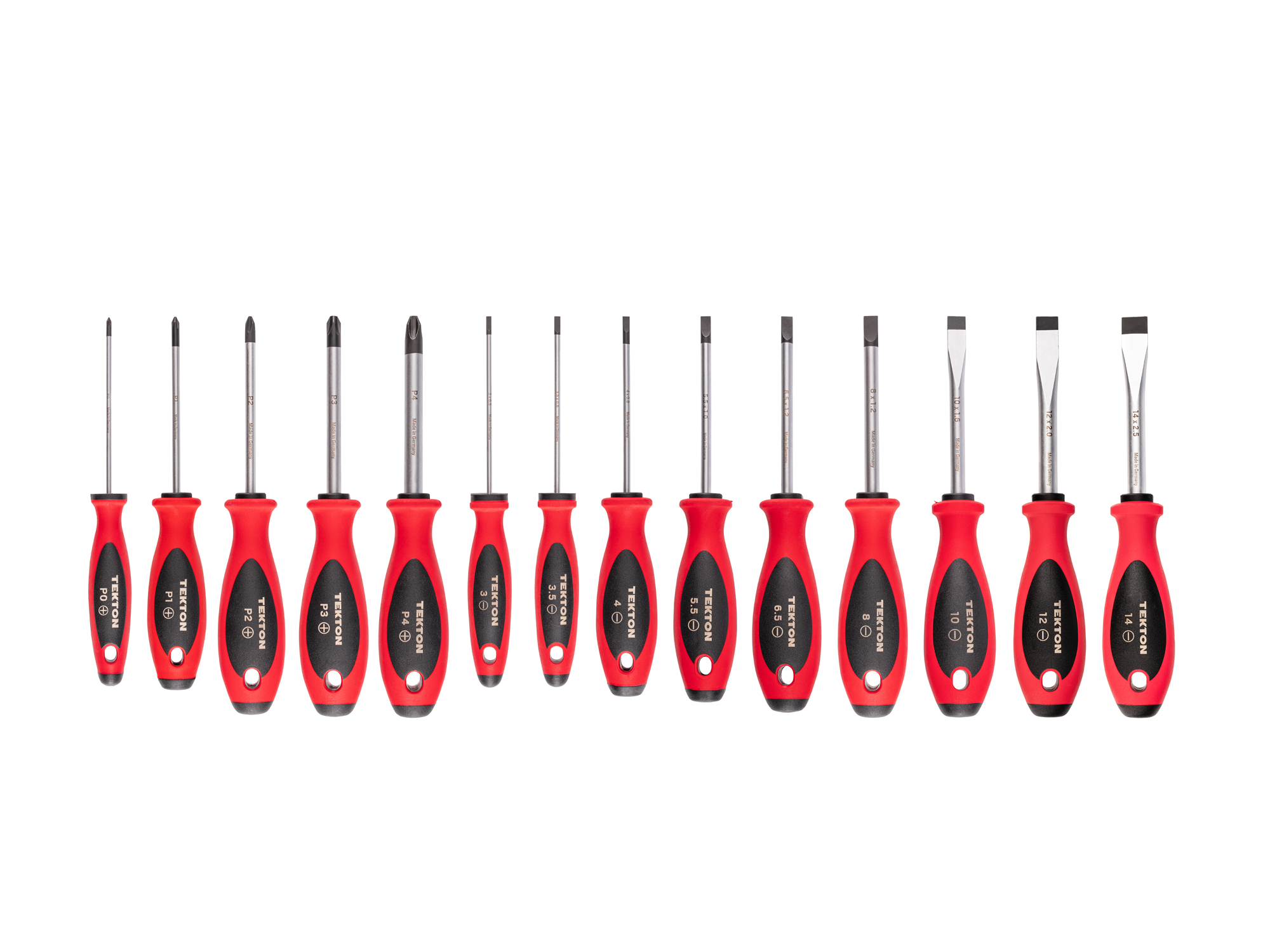 Phillips and Slotted Screwdriver Set (#0–#4, 3–14 mm) | TEKTON