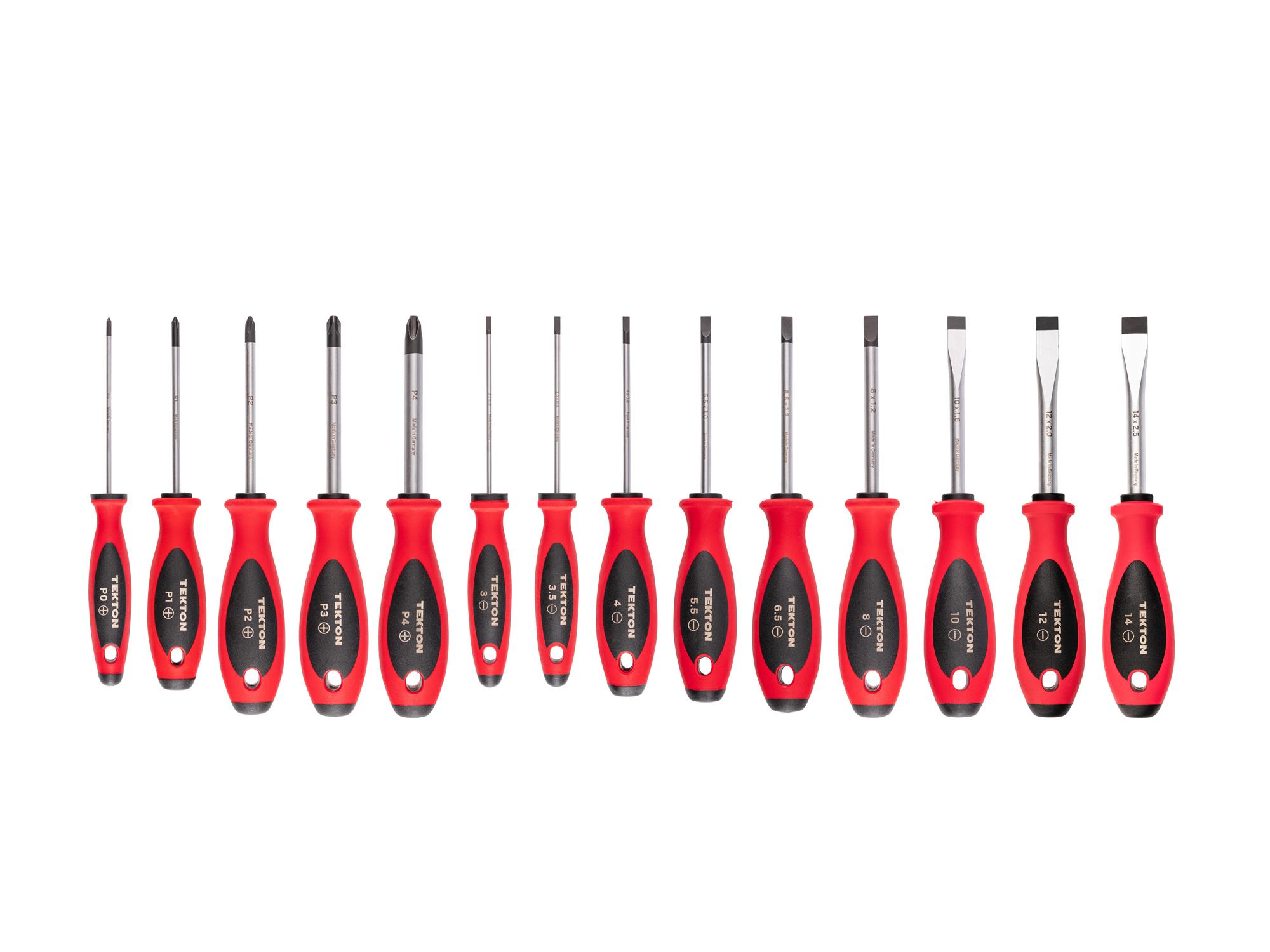 Front view of Tekton 4 inch shanks screwdriver set. Item #DWZ90007