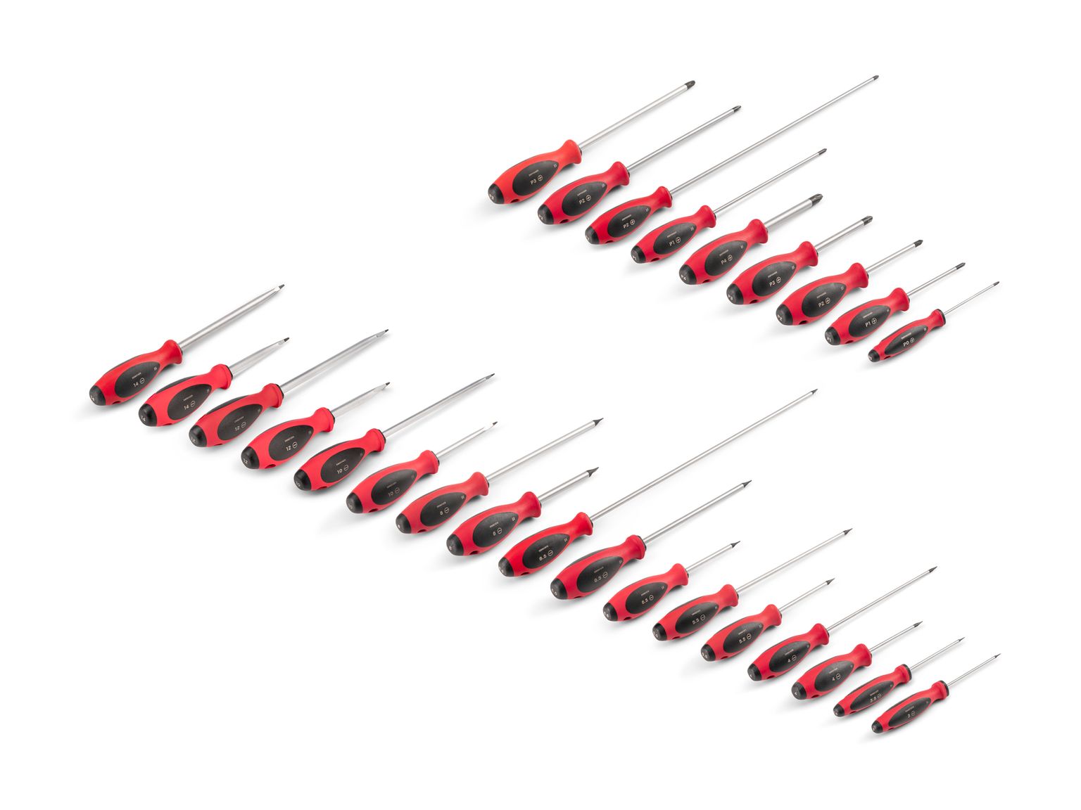 TEKTON Phillips and Slotted Screwdriver Set - 4, 8, 18 Inch Shanks, 26-Piece (#0 - #4, 3 - 14 mm)