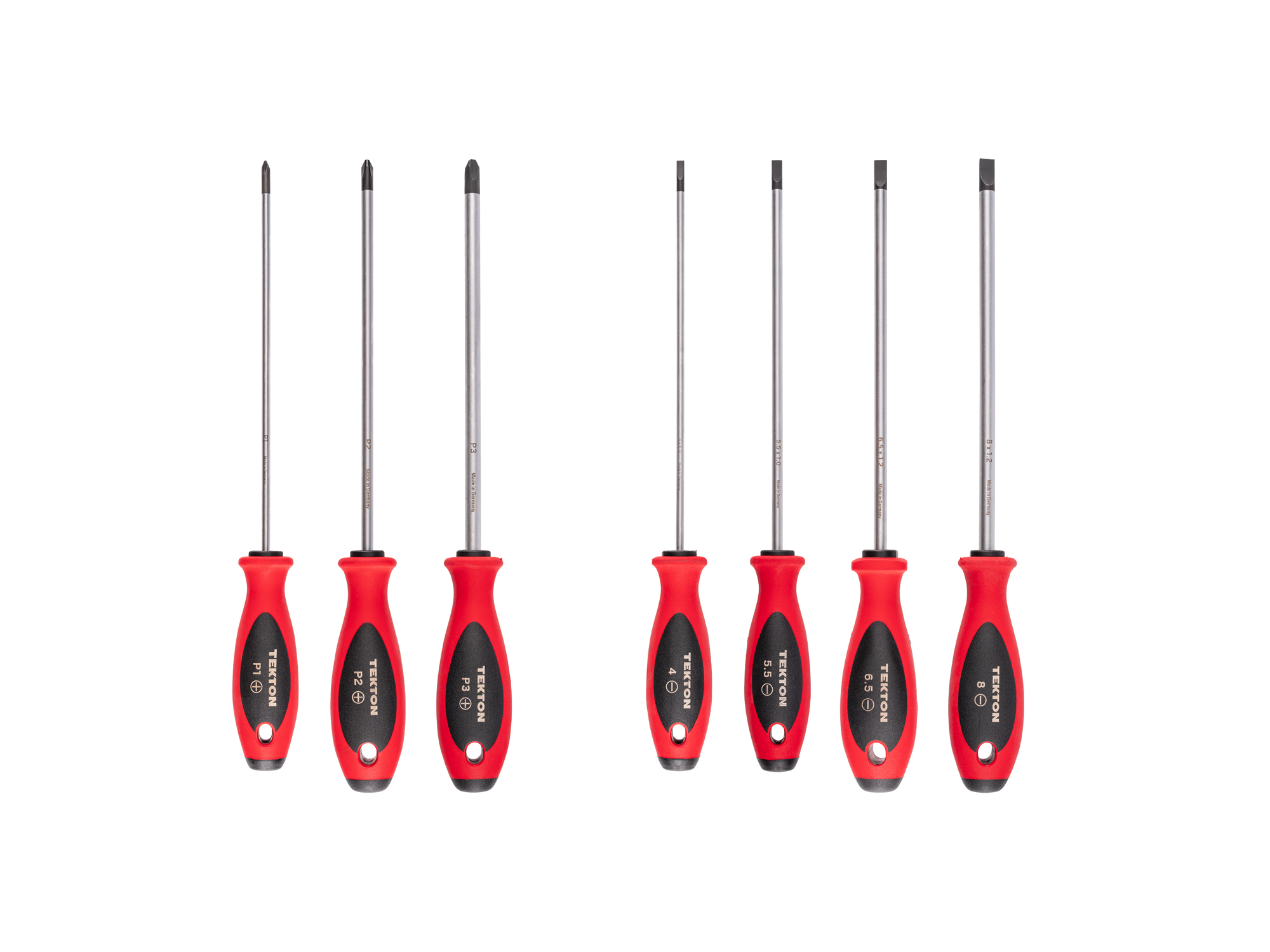 Phillips/Slotted Screwdriver Set, 7-Piece (P1 - P3, 4 - 8 mm) | TEKTON