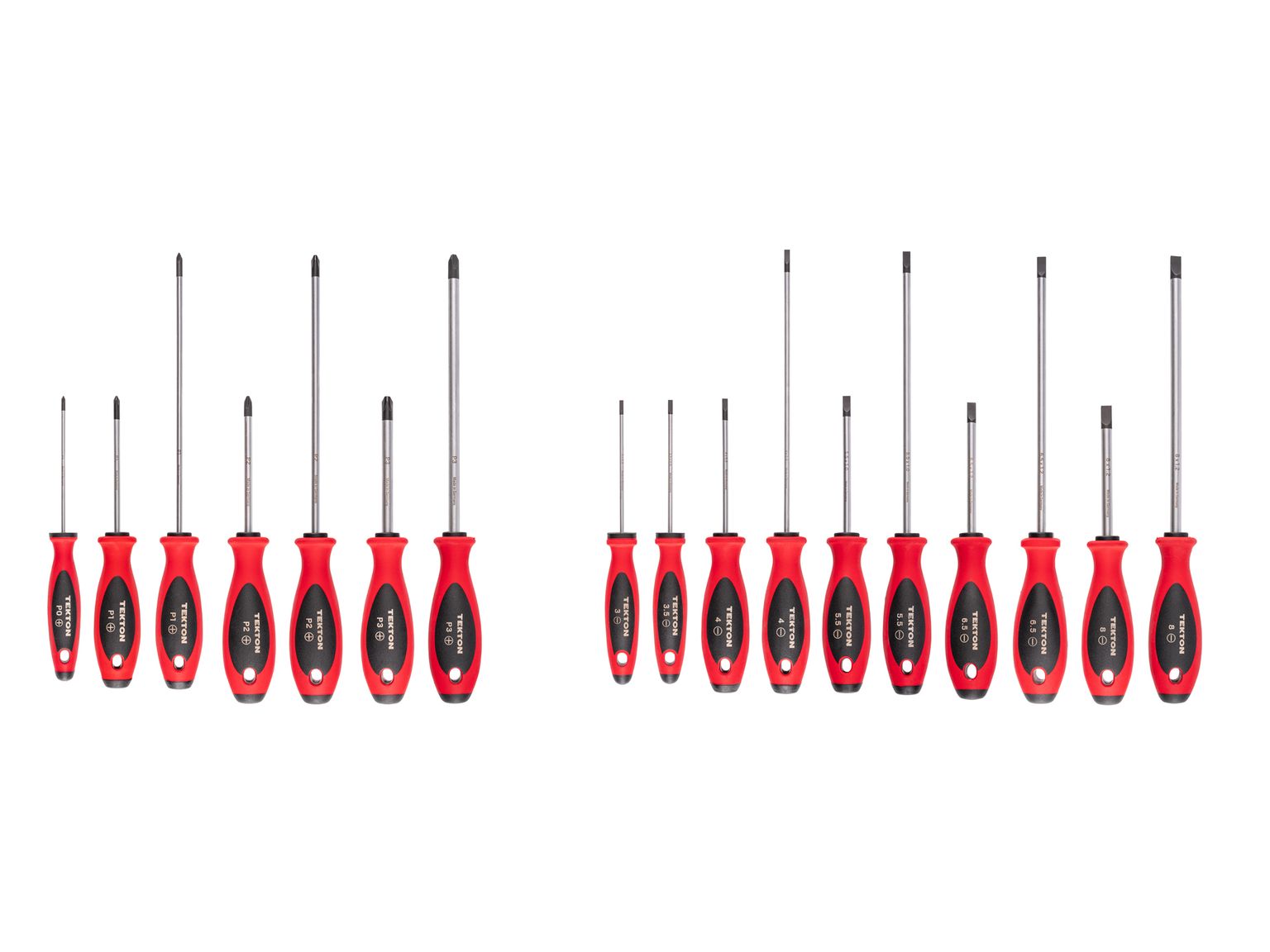 Phillips and Slotted Screwdriver Set - 4, 8 Inch Shanks (17-Piece)