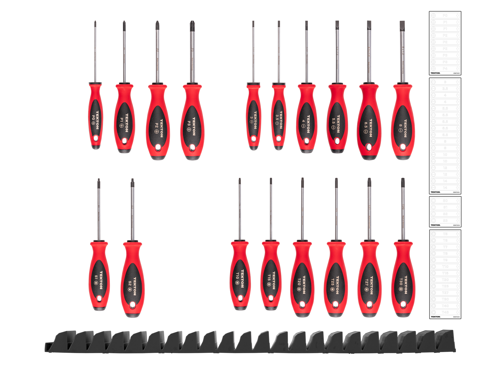 Laid out contents of  Tekton 4 inch screwdriver set. Item #DWZ90101