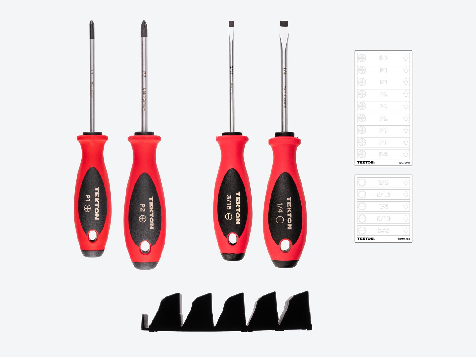 TEKTON Phillips and Slotted Screwdriver Set with Modular Organizers - 4 Inch Shanks, 4-Piece (#1 - #2, 3/16 - 1/4 in.)