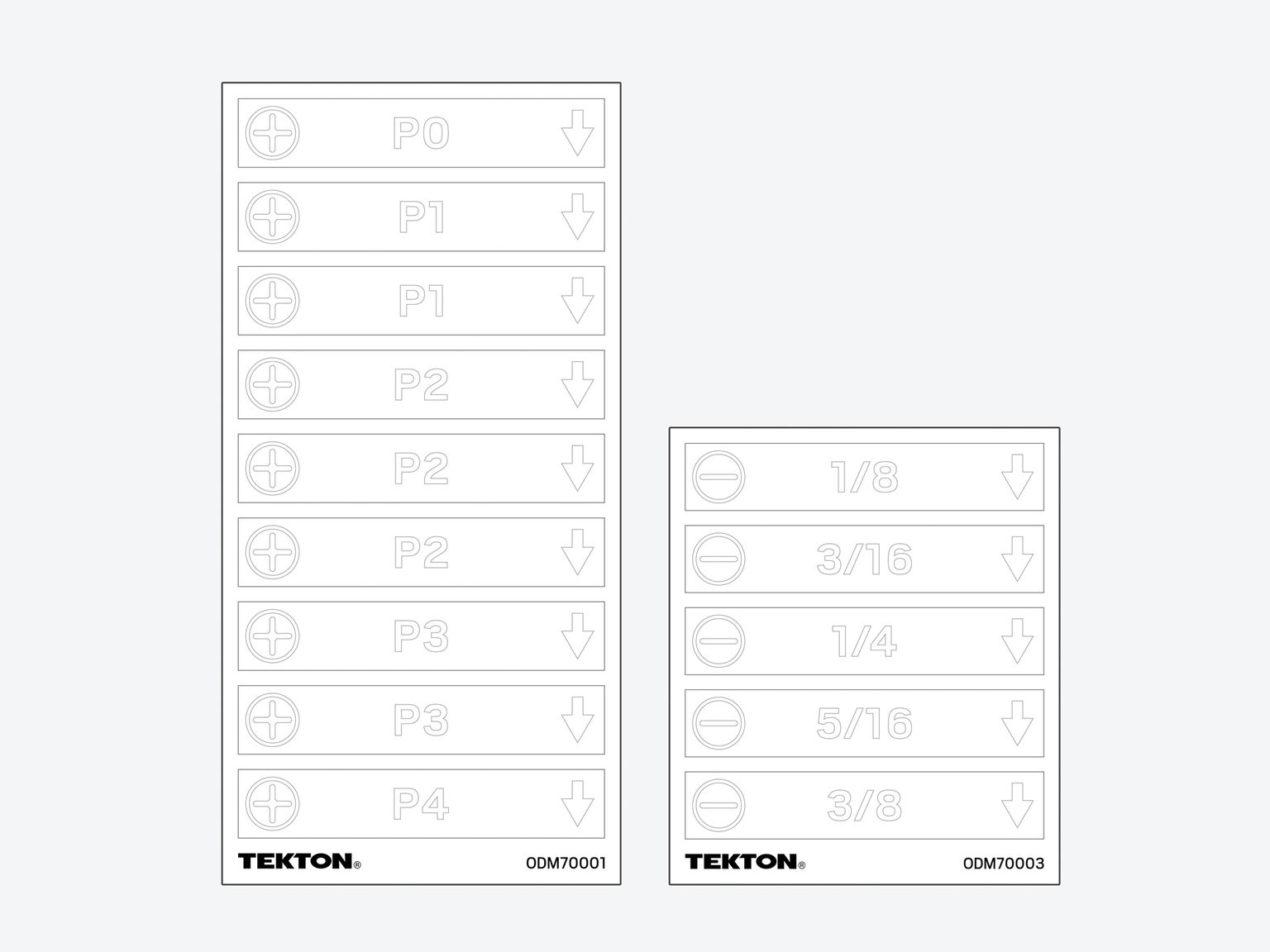TEKTON Phillips and Slotted Screwdriver Set with Modular Organizers - 4 Inch Shanks, 4-Piece (#1 - #2, 3/16 - 1/4 in.)
