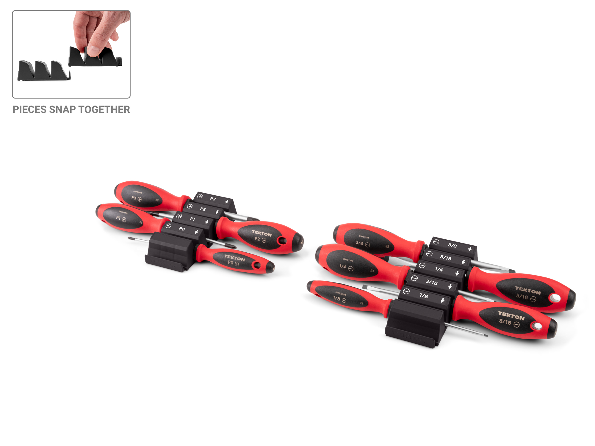 Phillips and Slotted Screwdriver Set with Organizers, 9-Piece | TEKTON