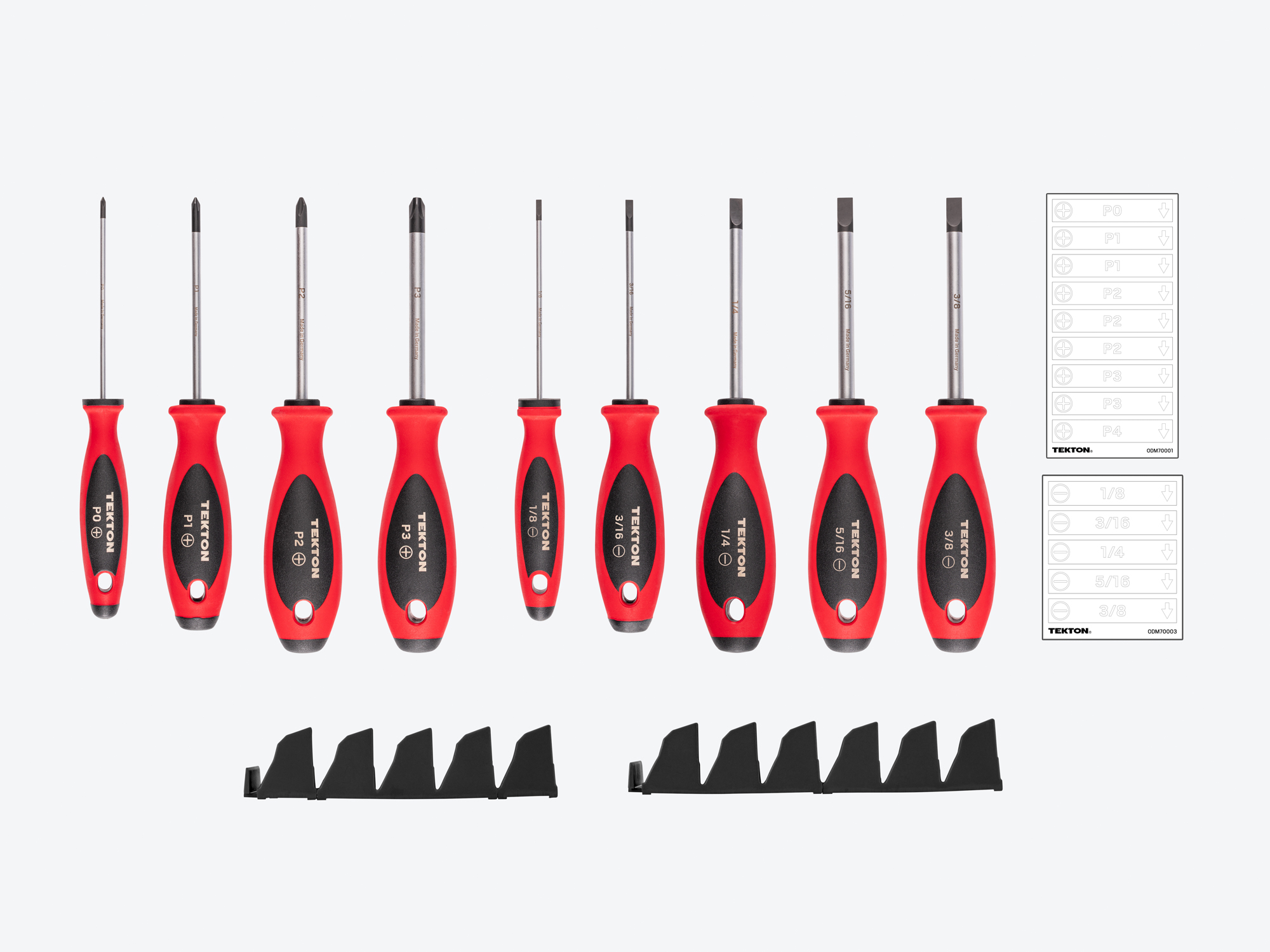 Phillips and Slotted Screwdriver Set with Organizers, 9-Piece | TEKTON