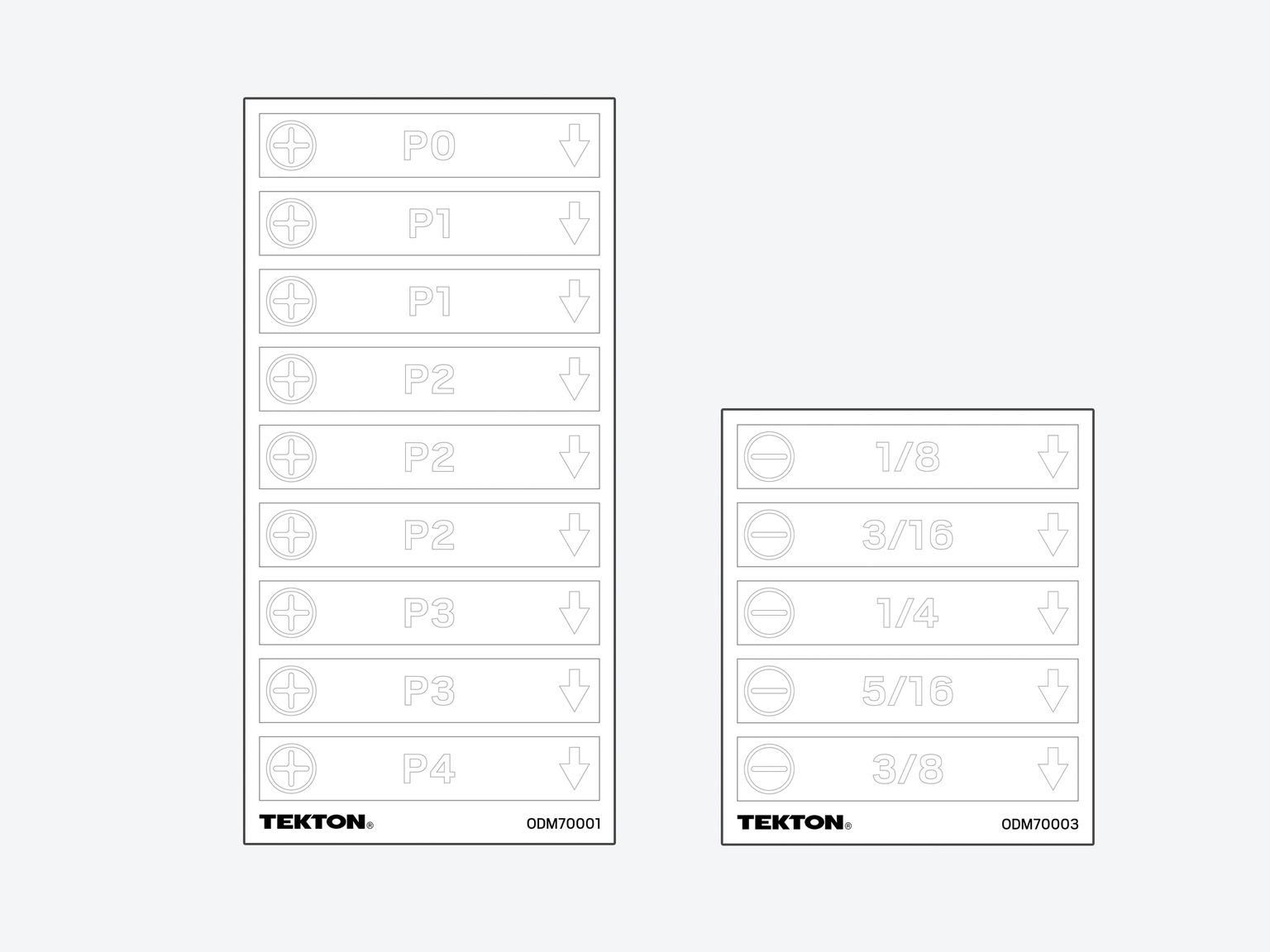 Laid out contents of Tekton black screwdriver set. Item #DWZ90103
