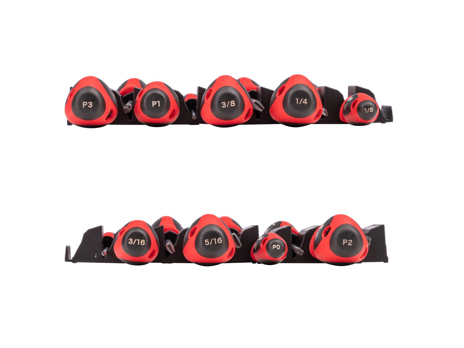 Side view of Tekton black screwdriver set. Item #DWZ90103