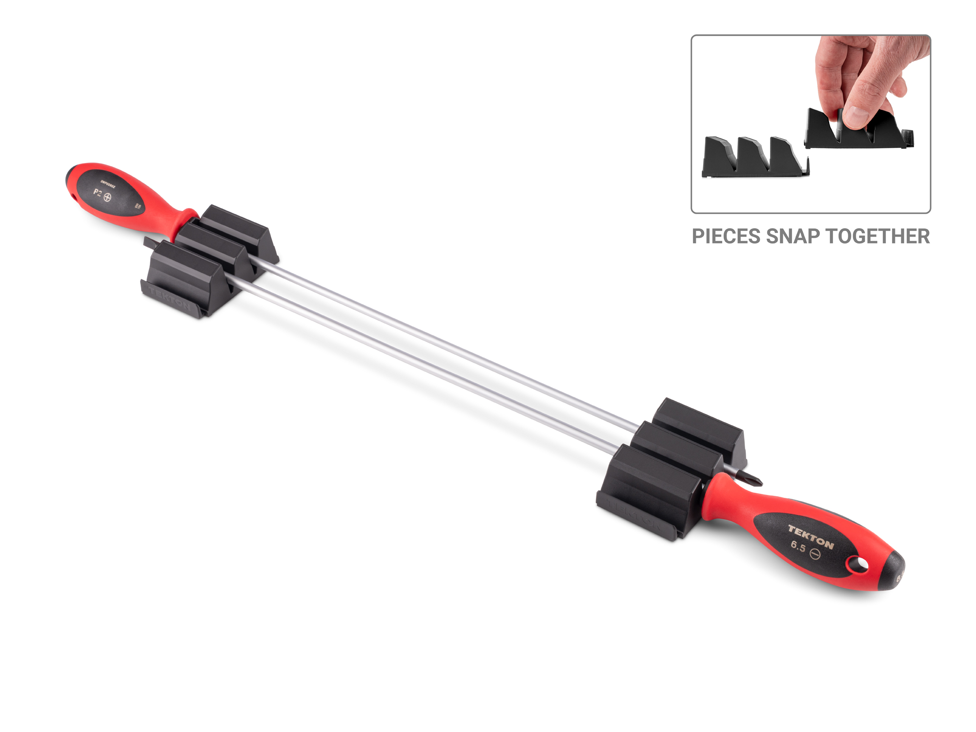 Front-right angle view of  Tekton 18 inch screwdriver set. Item #DWZ90104