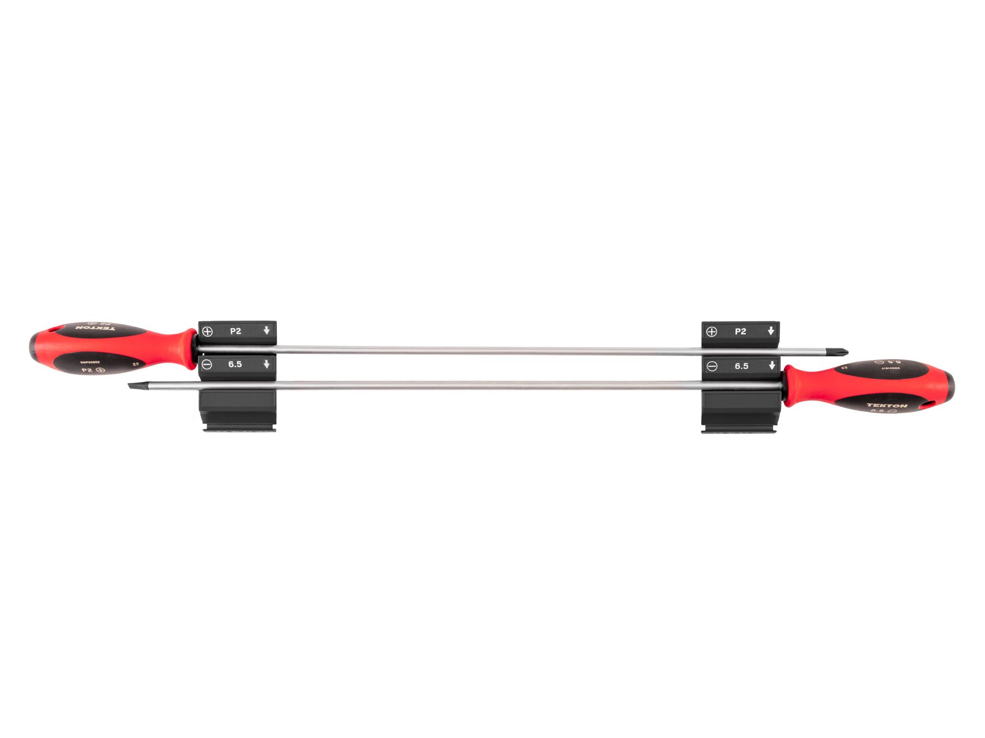 Top view of Tekton black 18 inch shanks screwdriver set. Item #DWZ90104