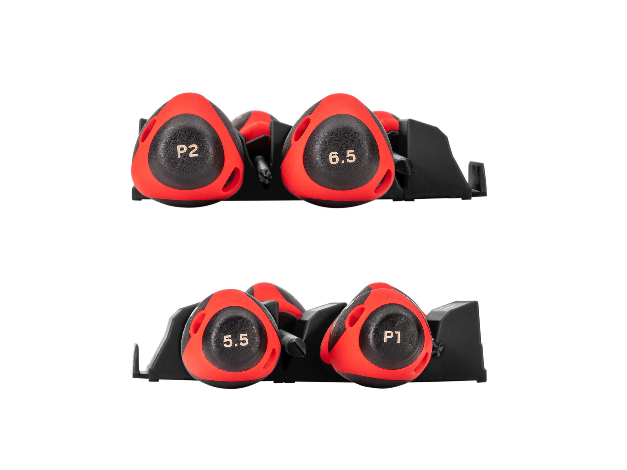 Side view of Tekton black 4 inch shanks screwdriver set. Item #DWZ90105