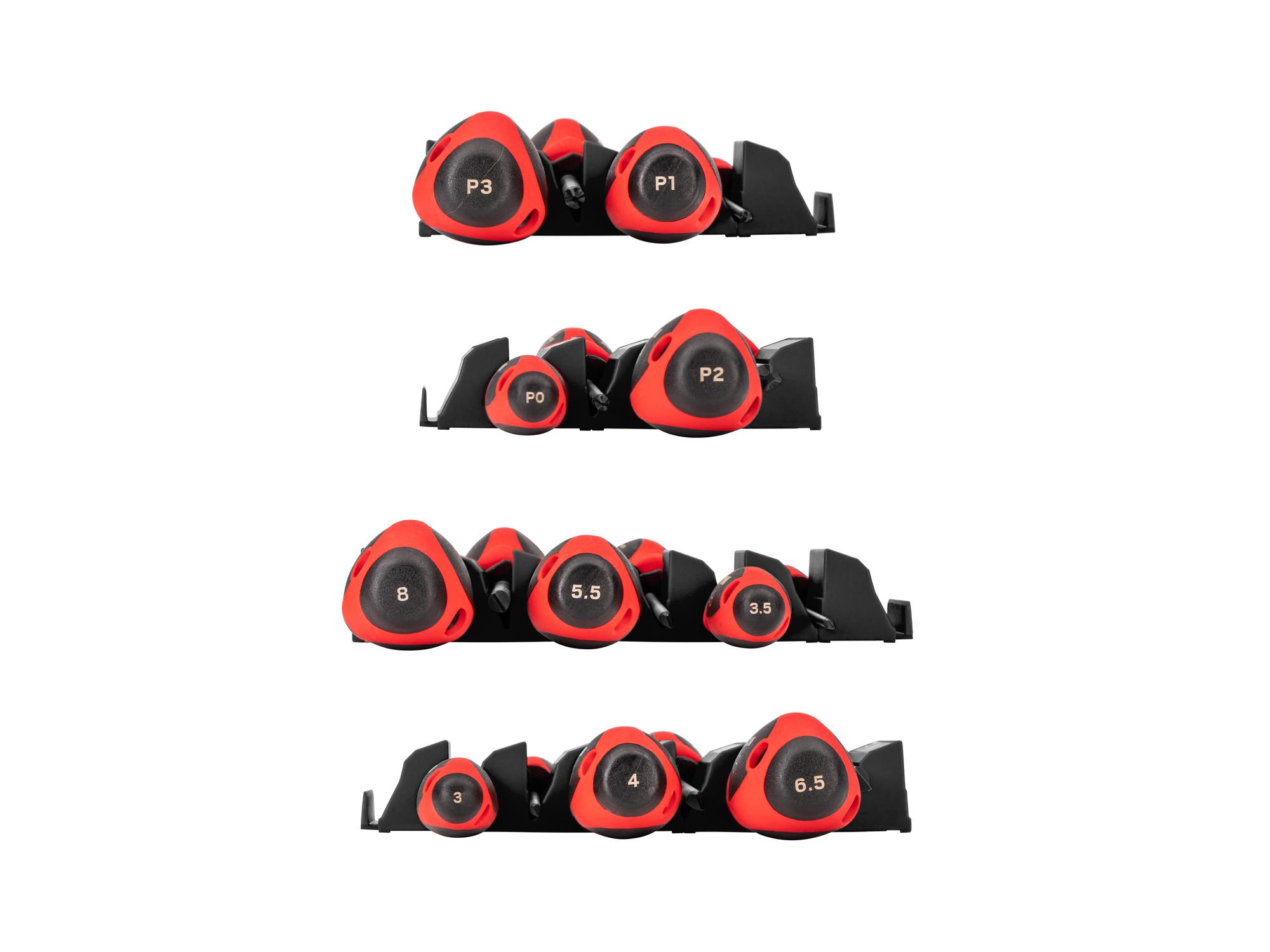 Side view of Tekton black 4 inch shanks screwdriver set. Item #DWZ90106