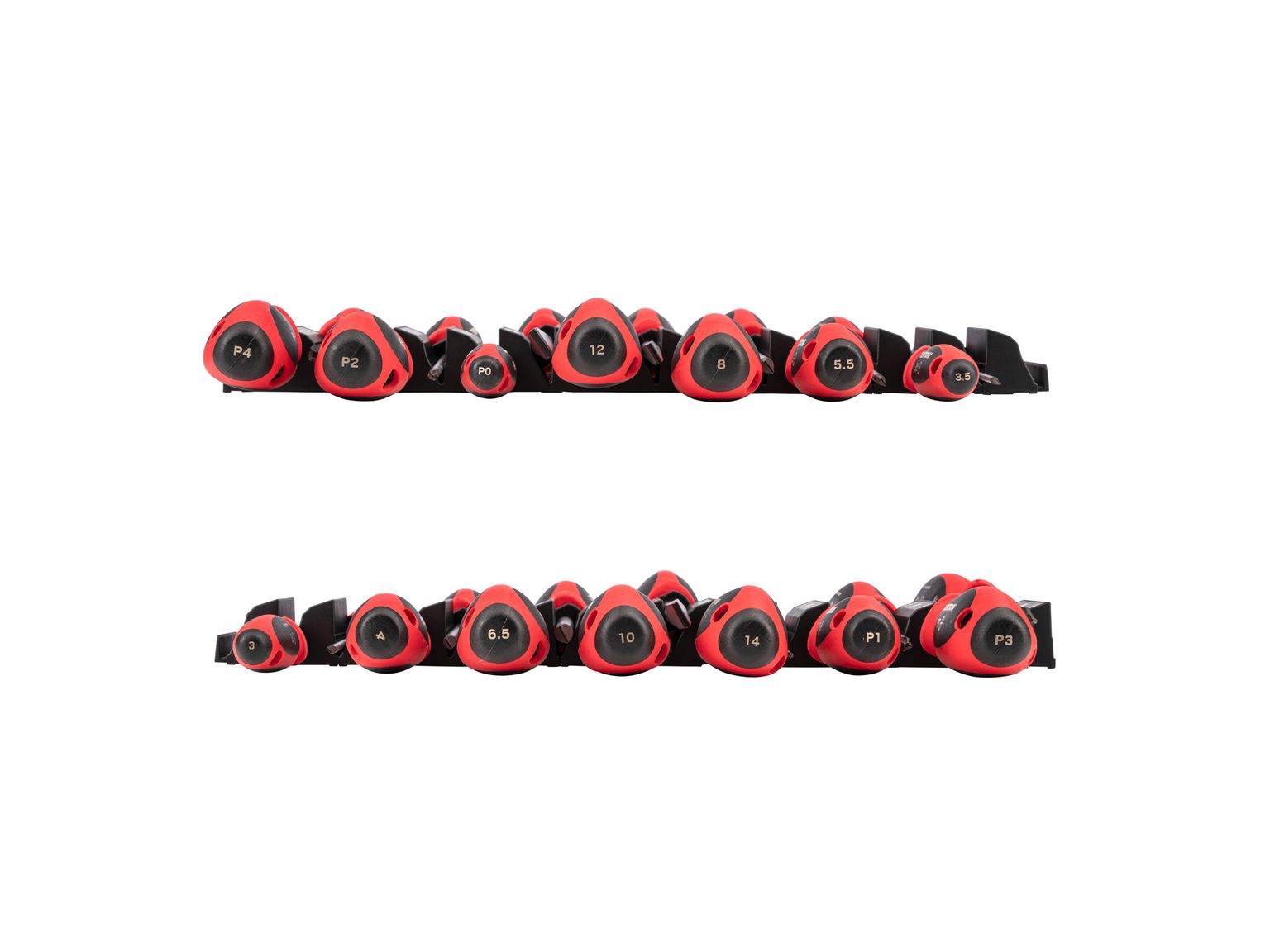 TEKTON Phillips and Slotted Screwdriver Set with Modular Organizers - 4 Inch Shanks, 14-Piece (#0 - #4, 3 - 14 mm)