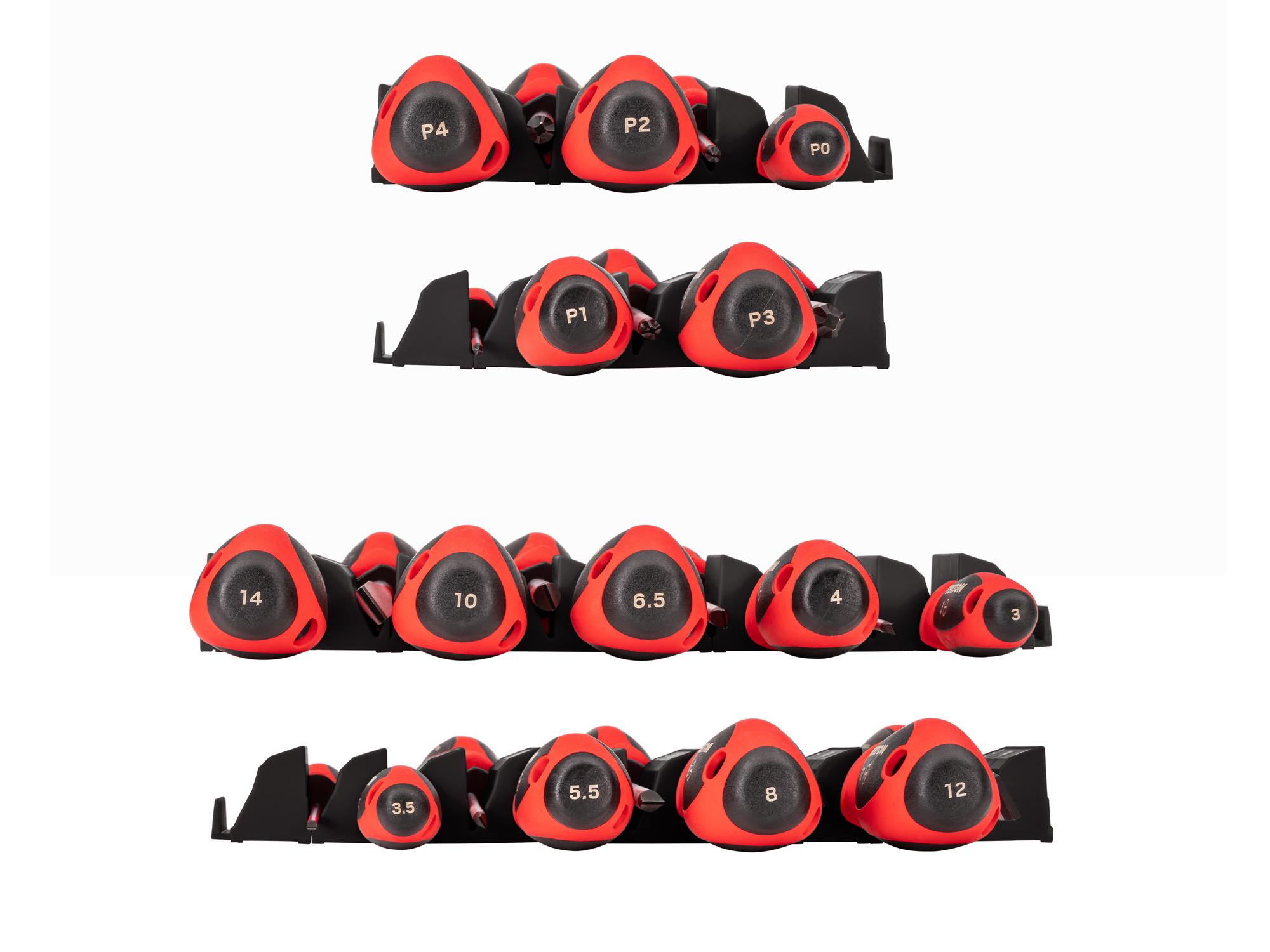 Side view of Tekton black 4 inch shanks screwdriver set. Item #DWZ90107