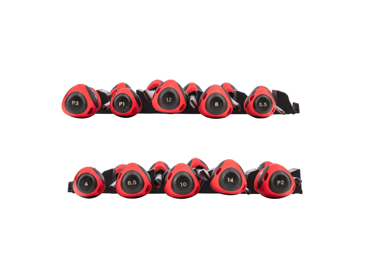 TEKTON Phillips and Slotted Screwdriver Set with Modular Organizers - 8 Inch Shanks, 10-Piece (#1 - #3, 4 - 14 mm)