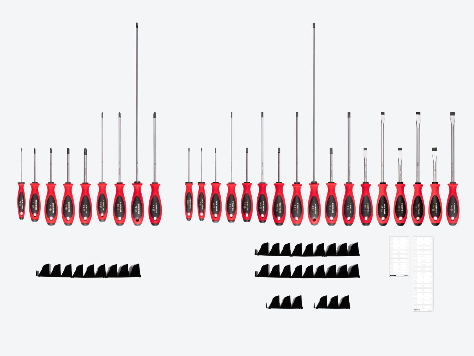 TEKTON Phillips and Slotted Screwdriver Set with Modular Organizers - 4, 8, 18 Inch Shanks, 26-Piece (#0 - #4, 3 - 14 mm)