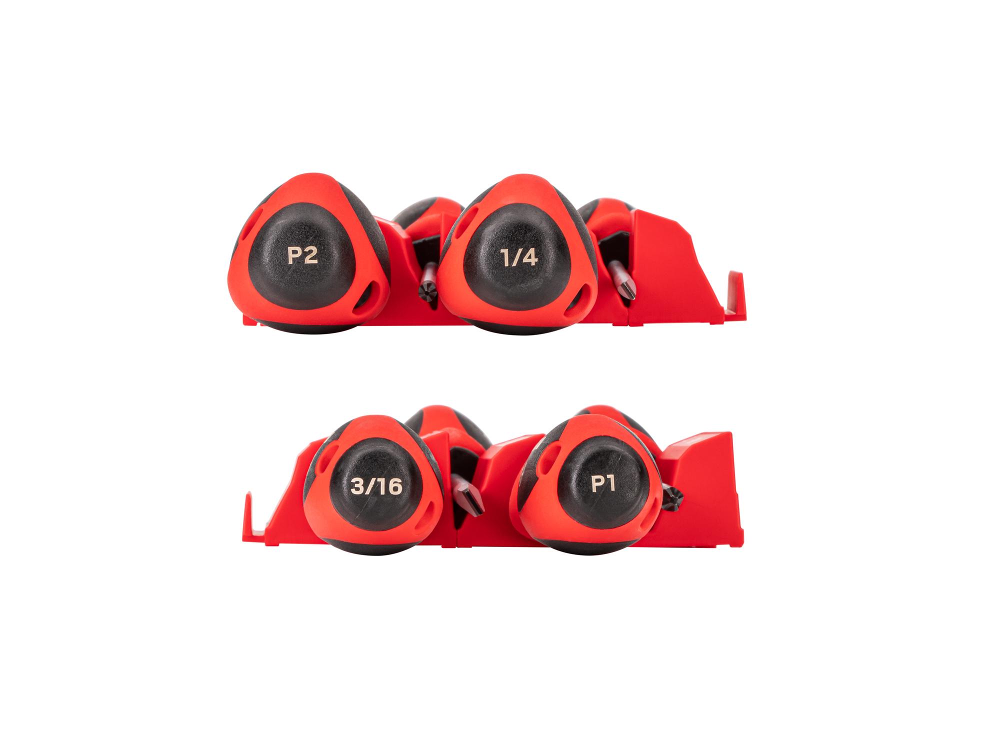 TEKTON Phillips and Slotted Screwdriver Set with Red Modular Organizers - 4 Inch Shanks, 4-Piece (#1 - #2, 3/16 - 1/4 in.)