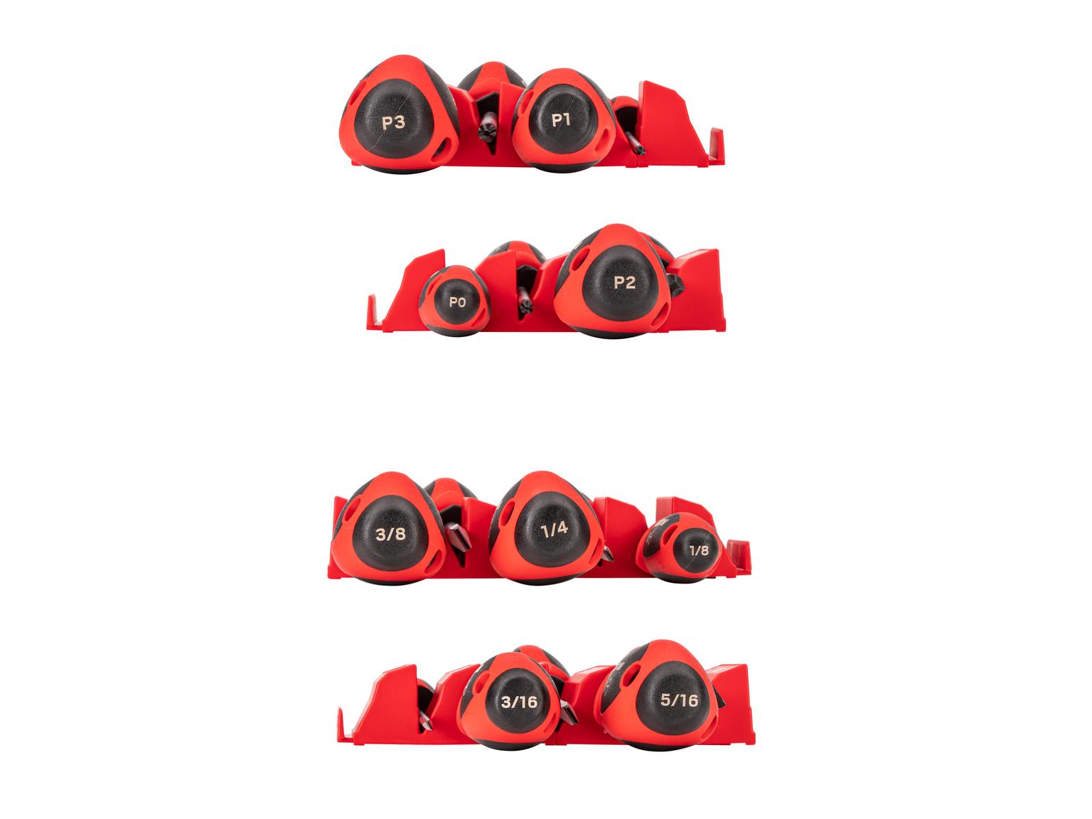 TEKTON Phillips and Slotted Screwdriver Set with Red Modular Organizers - 4 Inch Shanks, 9-Piece (#0 - #3, 1/8 - 3/8 in.)