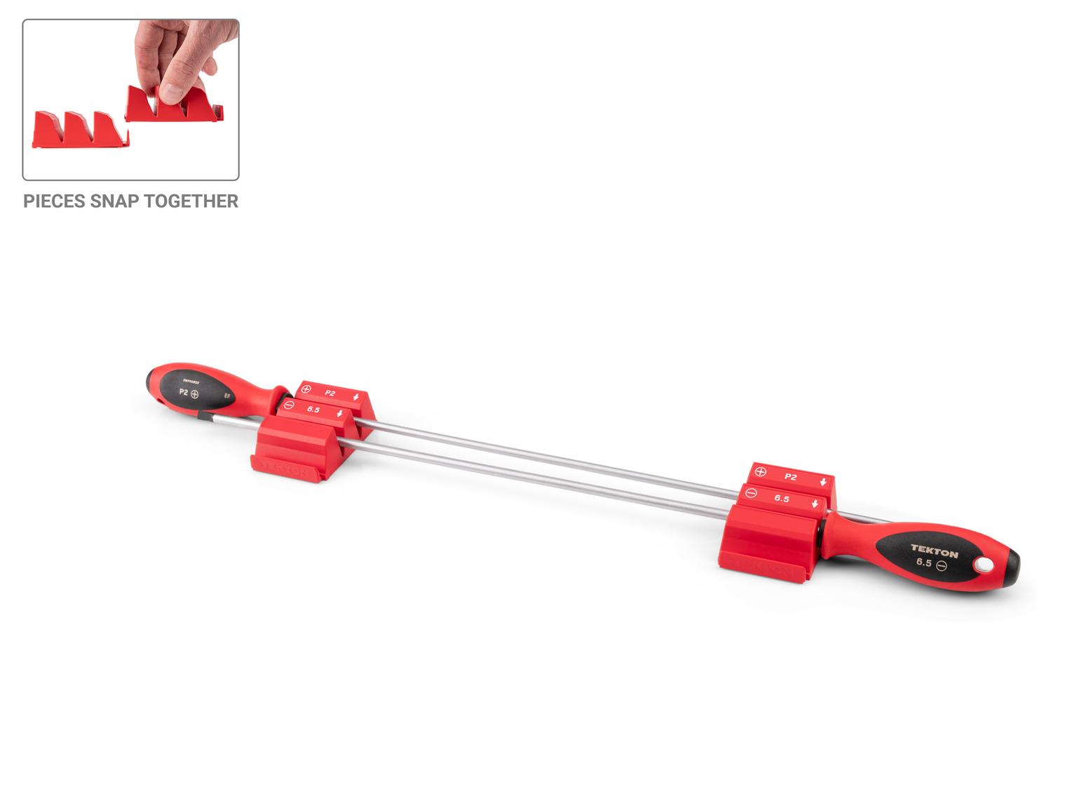 TEKTON Phillips and Slotted Screwdriver Set with Red Modular Organizers - 18 Inch Shanks, 2-Piece (#2, 6.5 mm)