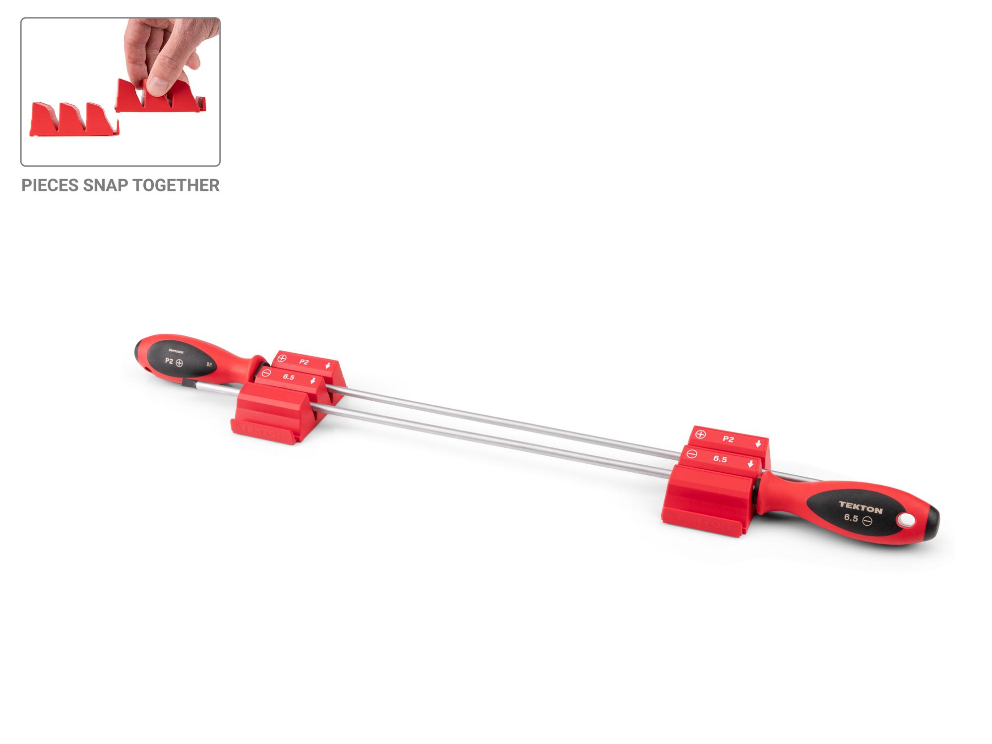 TEKTON Phillips and Slotted Screwdriver Set with Red Modular Organizers - 18 Inch Shanks, 2-Piece (#2, 6.5 mm)