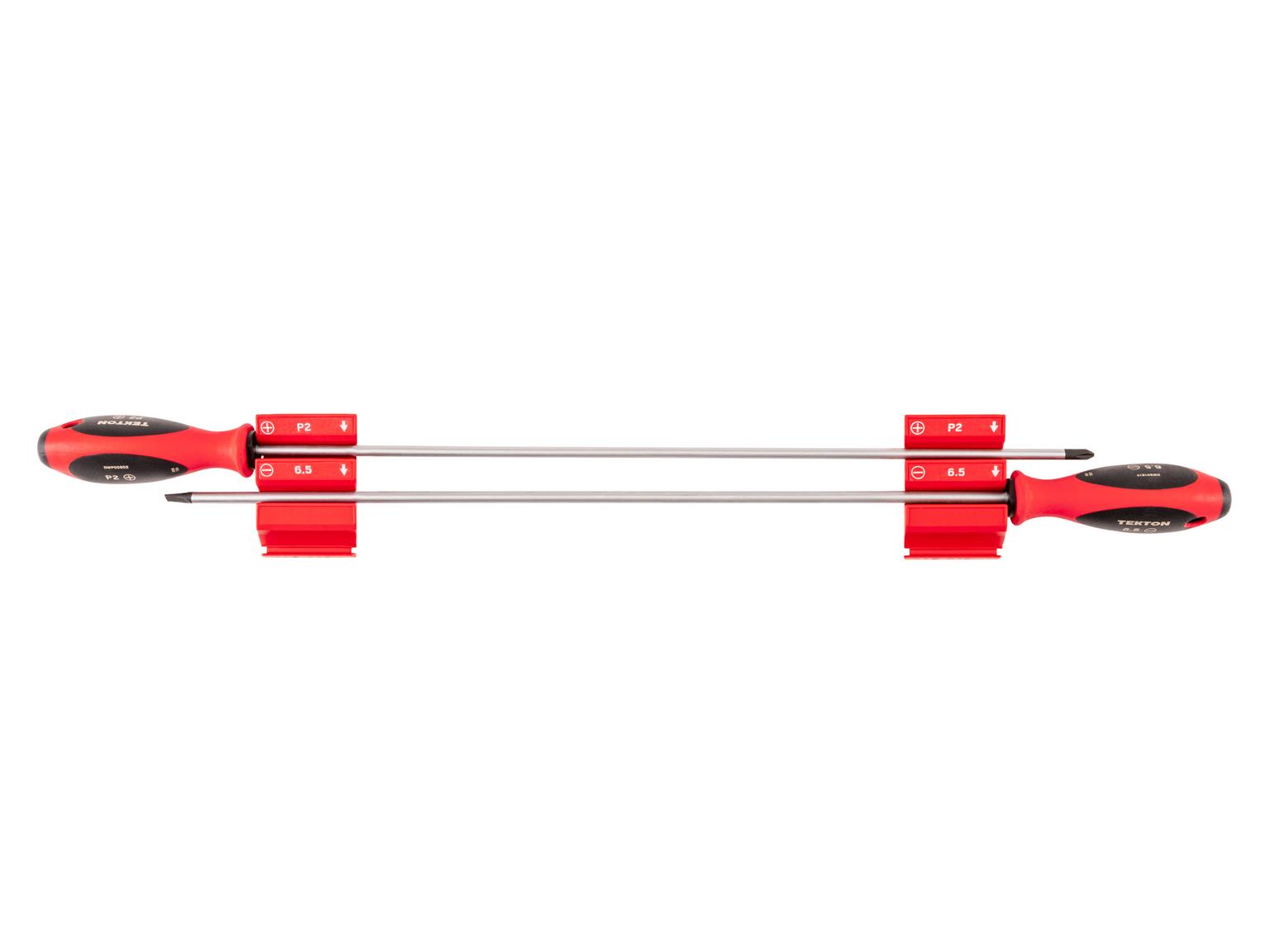TEKTON Phillips and Slotted Screwdriver Set with Red Modular Organizers - 18 Inch Shanks, 2-Piece (#2, 6.5 mm)