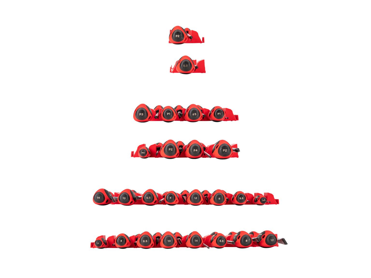 TEKTON Phillips and Slotted Screwdriver Set with Red Modular Organizers - 4, 8, 18 Inch Shanks, 26-Piece (#0 - #4, 3 - 14 mm)