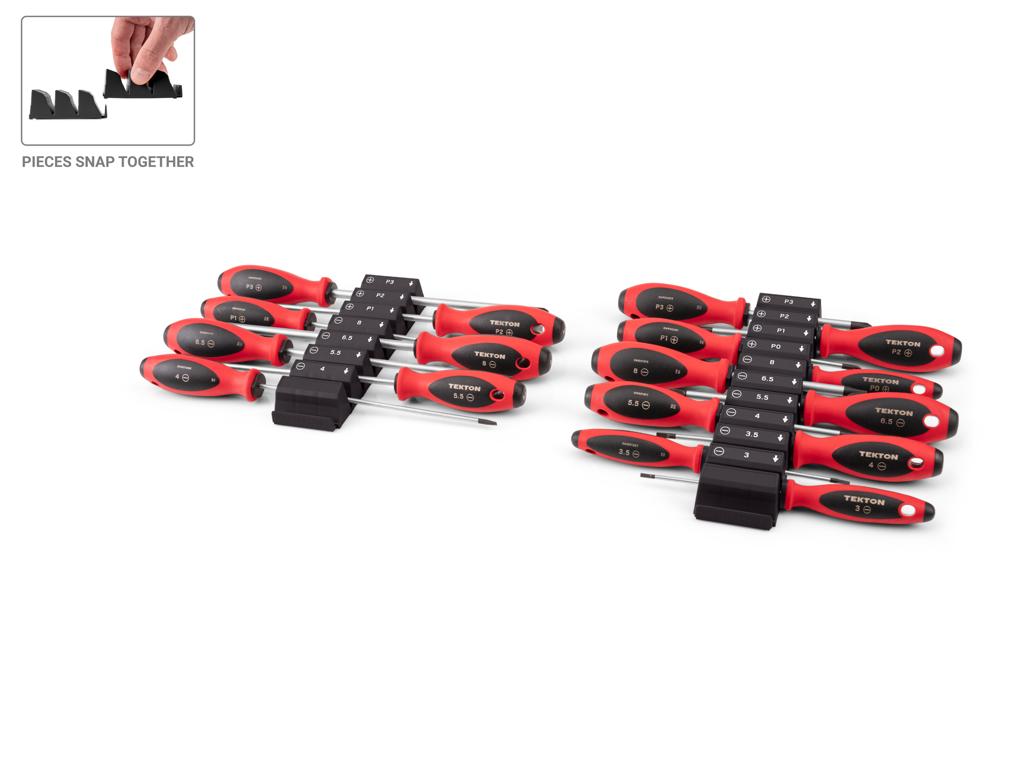 Phillips/Slotted Screwdriver Set with Organizers, 17-Piece | TEKTON