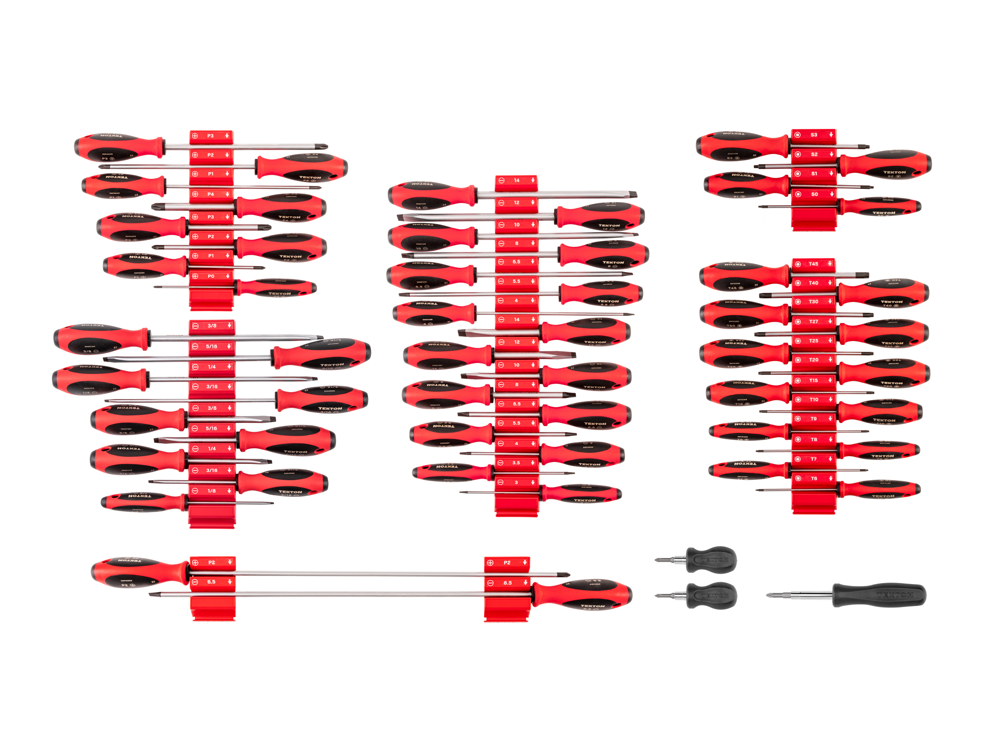 スクリュードライバー SKREWD　skins oi Phillips/Slotted/Torx/Square Driver Set with Red Organizers | TEKTON