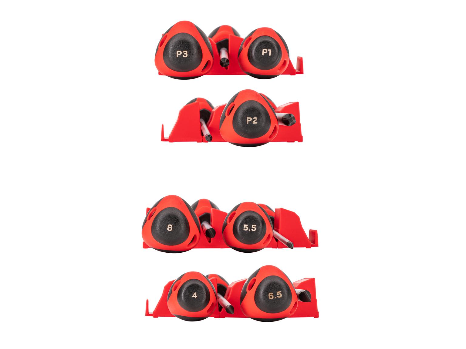 TEKTON Phillips and Slotted Screwdriver Set with Red Modular Organizers - 8 Inch Shanks, 7-Piece (#1 - #3, 4 - 8 mm)