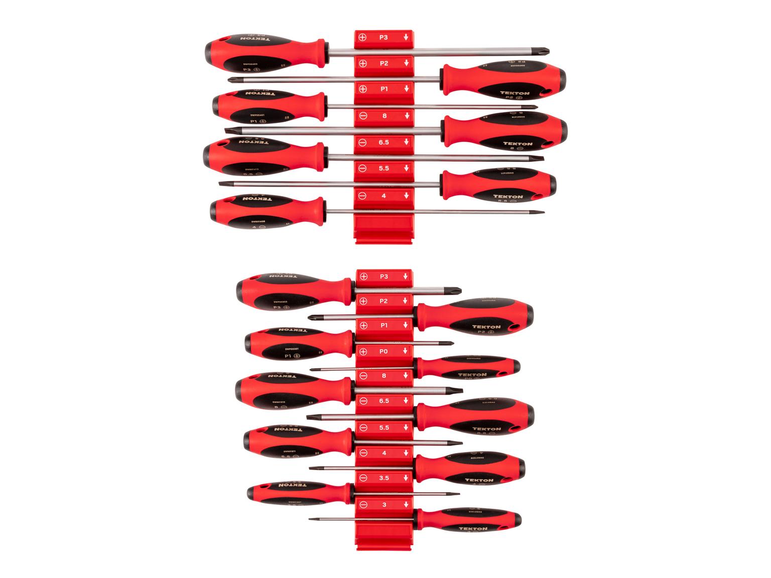 TEKTON Phillips and Slotted Screwdriver Set with Red Modular Organizers - 4, 8 Inch Shanks, 17-Piece (#0 - #3, 3 - 8 mm)
