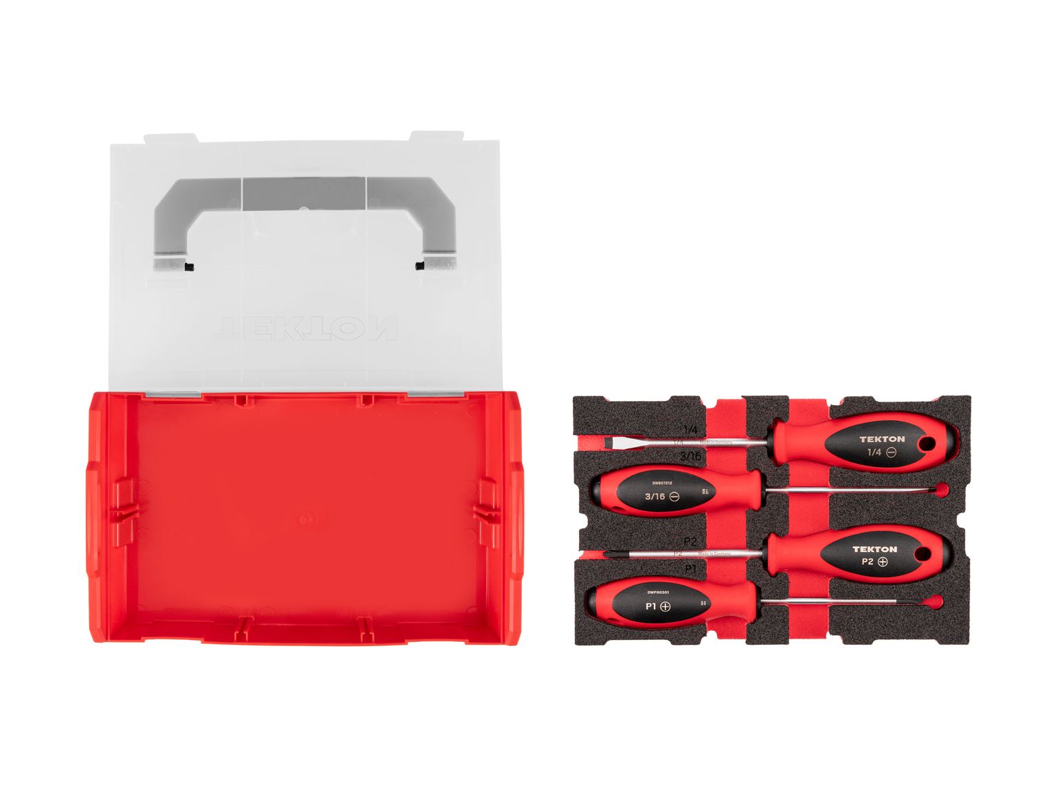 TEKTON Phillips and Slotted Screwdriver Set with Mini Stacking Tool Box - 4 Inch Shanks, 4-Piece (#1 - #2, 3/16 - 1/4 in.)