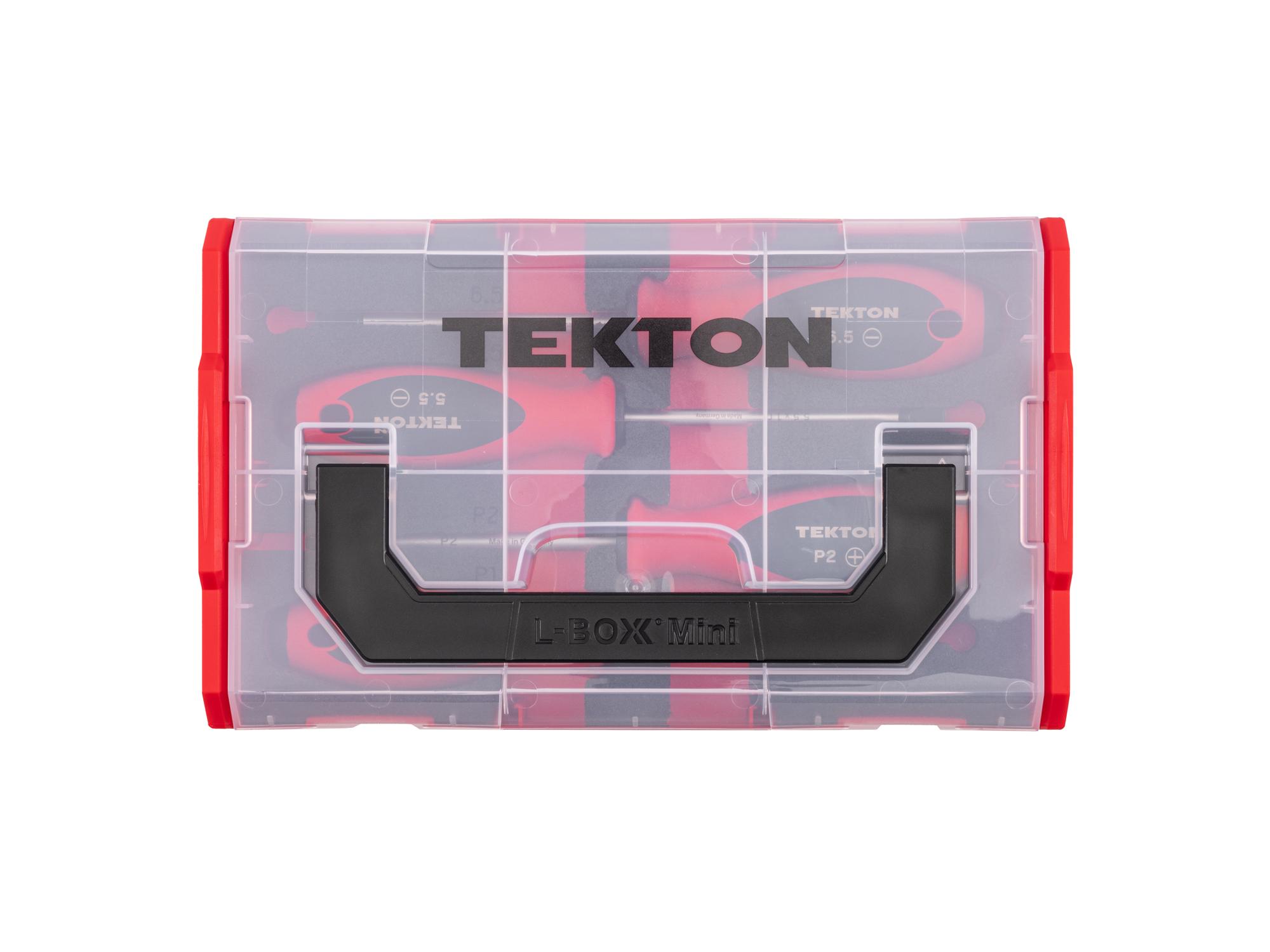Laid out contents of Tekton 4 inch shanks screwdriver set. Item #DWZ90604