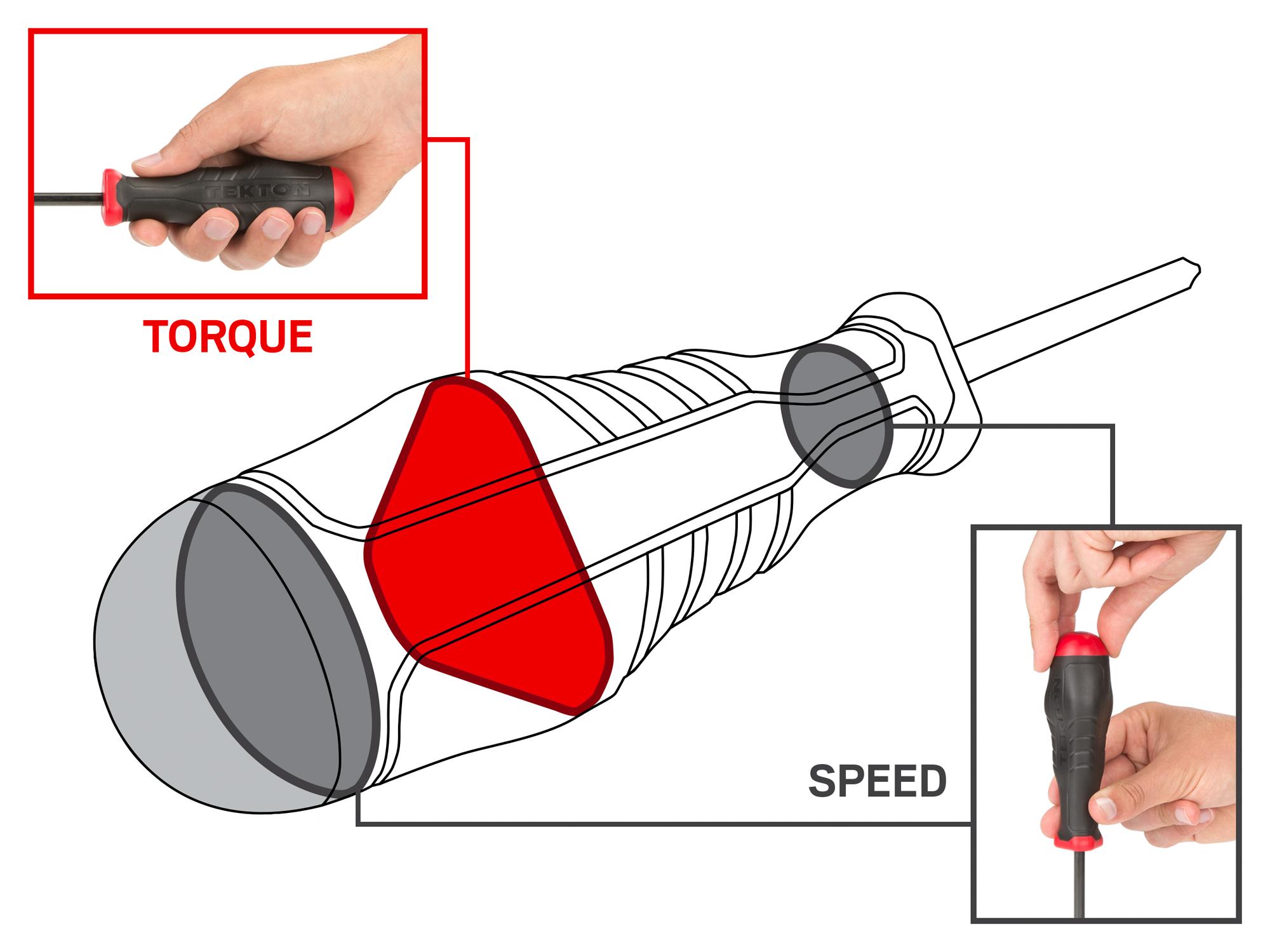 Closeup view of Tekton screwdriver set. Item #X37