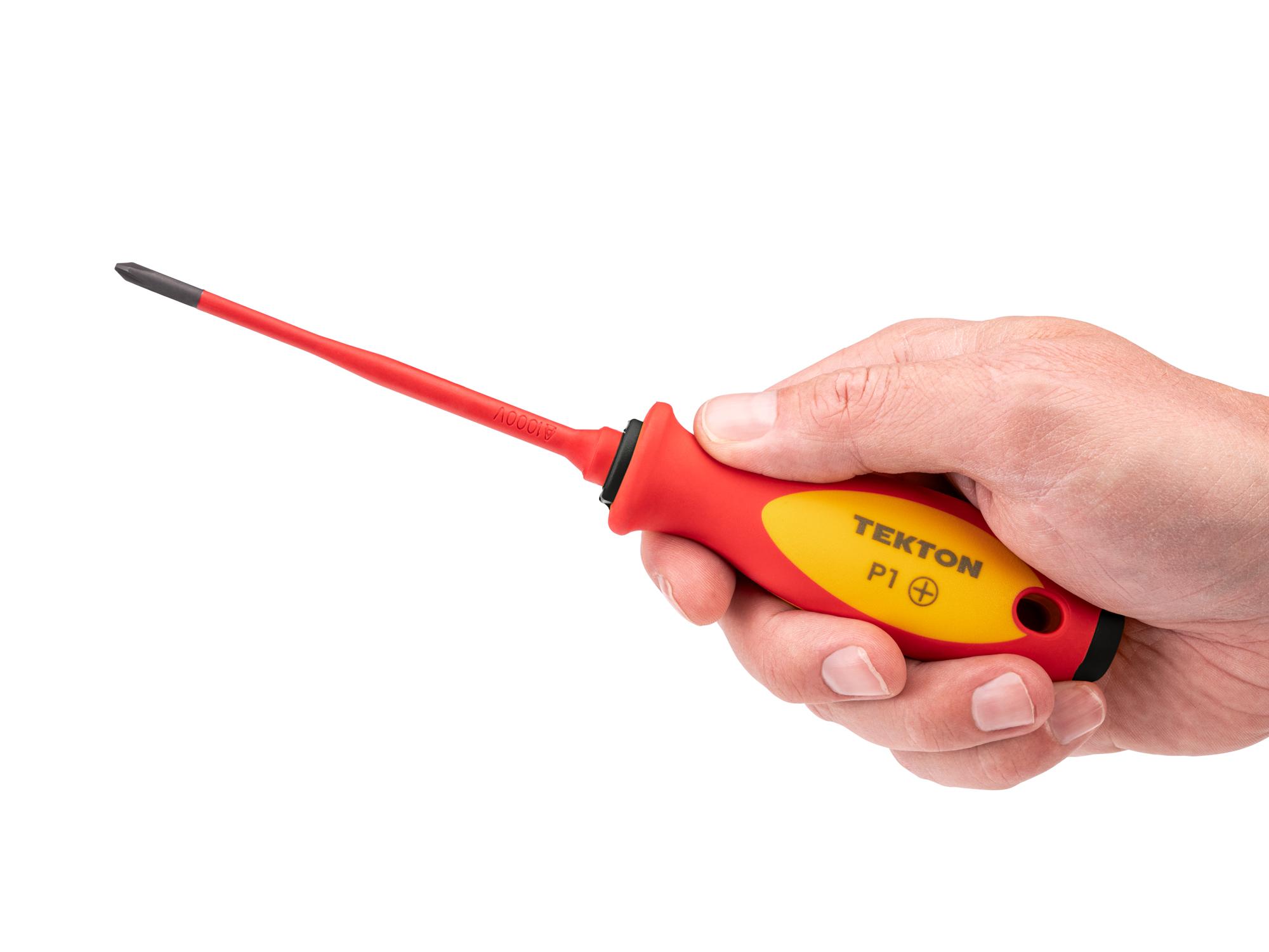 Person holding Tekton screwdriver. Item #X150