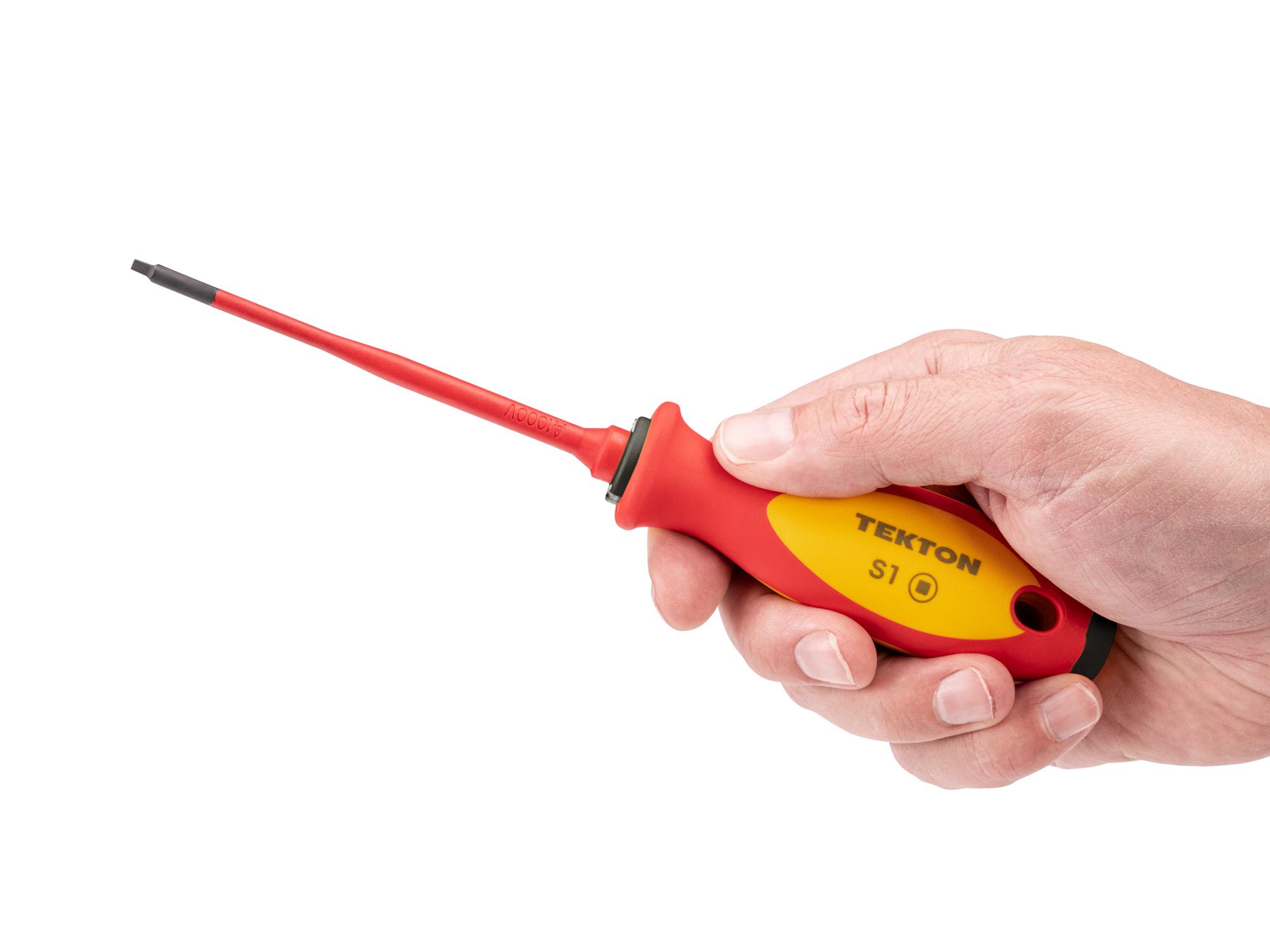 Person holding Tekton screwdriver. Item #X151