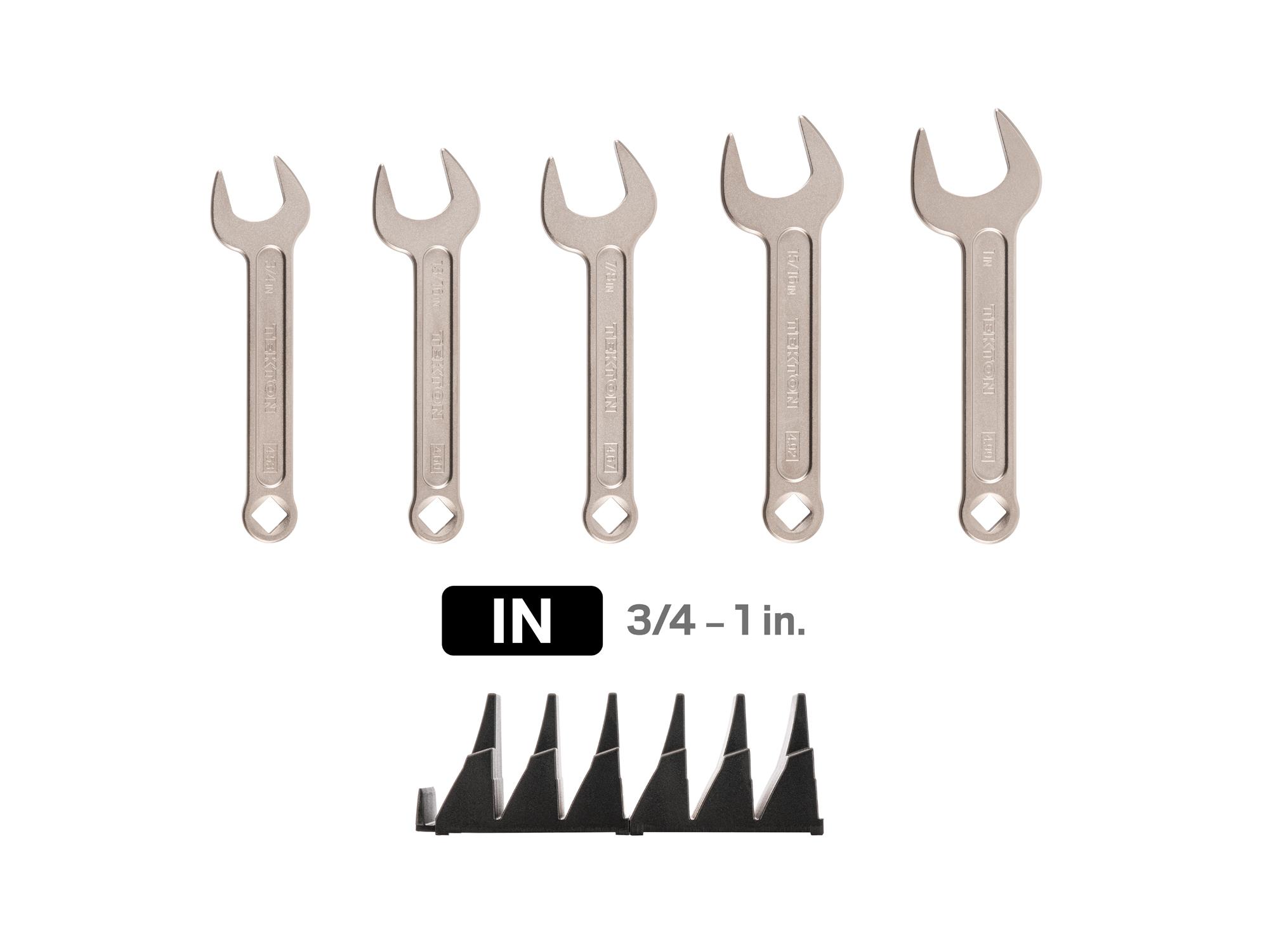 Laid out contents of Tekton modular service wrench set. Item #WSE95101