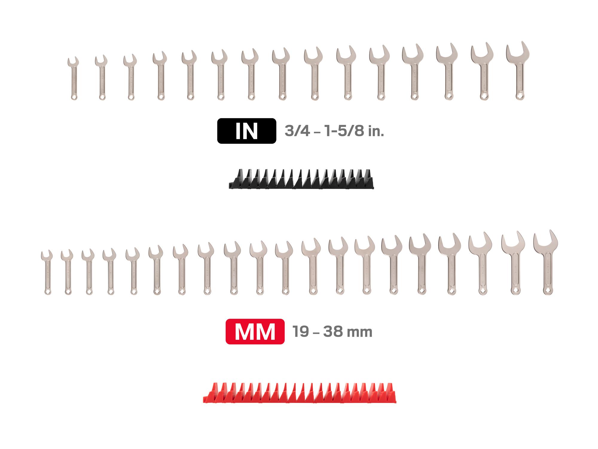 Laid out contents of Tekton modular service wrench set. Item #WSE95301