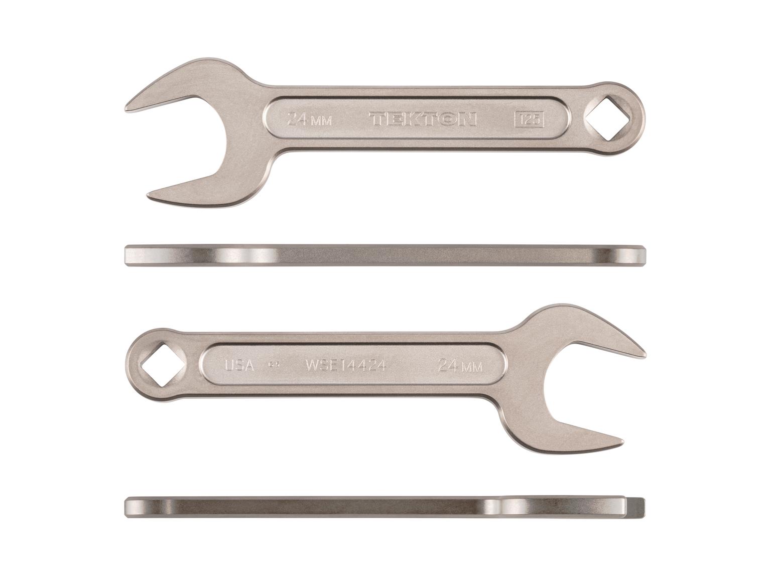 Side view of Tekton 24 millimeter service wrench set. Item #WSE14424