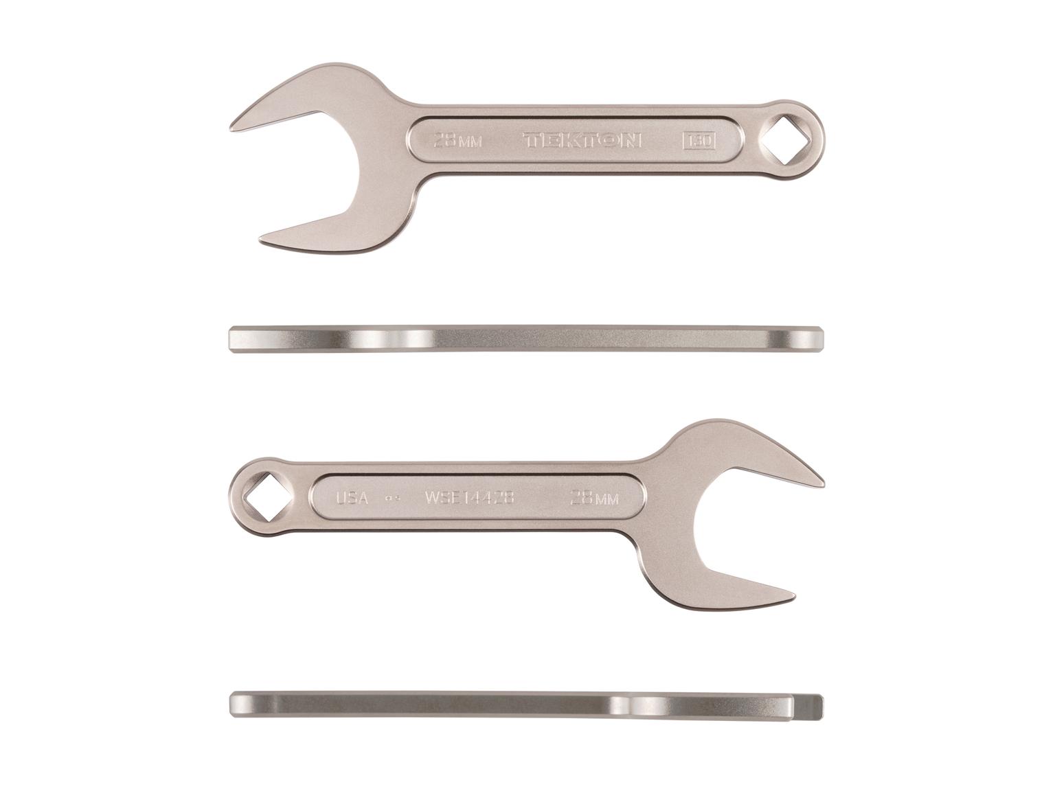 Side view of Tekton 28 millimeter service wrench set. Item #WSE14428