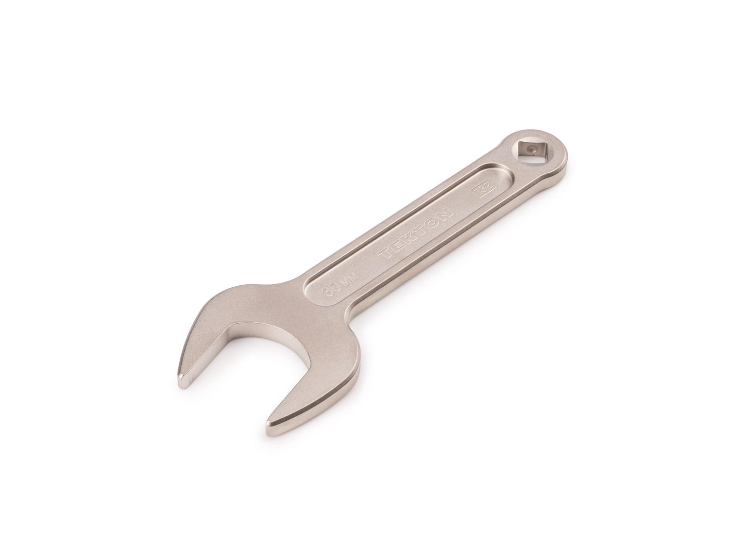 Front-right angle view of Tekton 30 millimeter service wrench set. Item #WSE14430