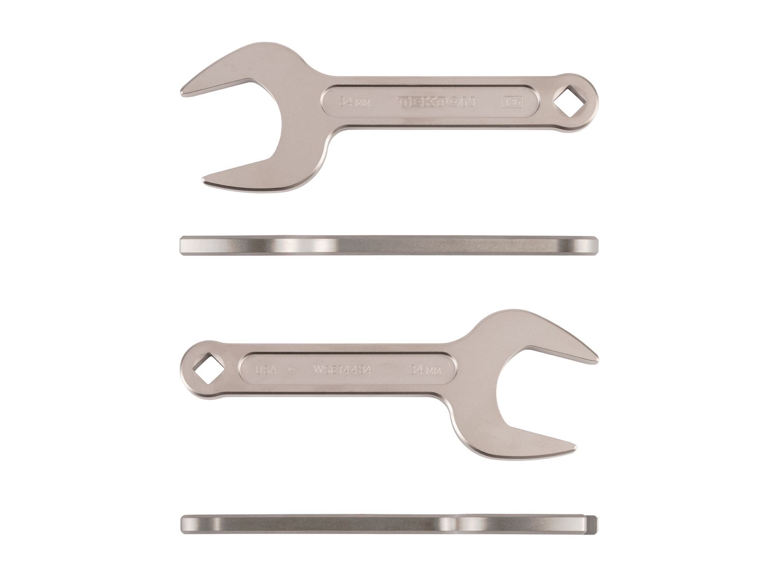 Side view of Tekton 34 millimeter service wrench set. Item #WSE14434