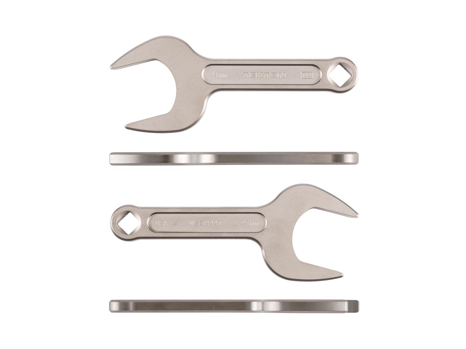 Side view of Tekton 41 millimeter service wrench set. Item #WSE14441