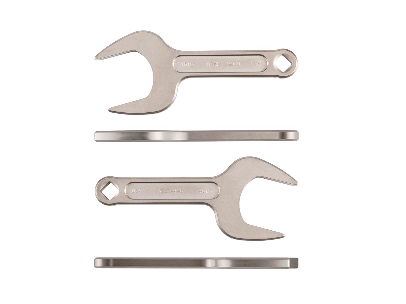 Side view of Tekton 46 millimeter service wrench set. Item #WSE14446