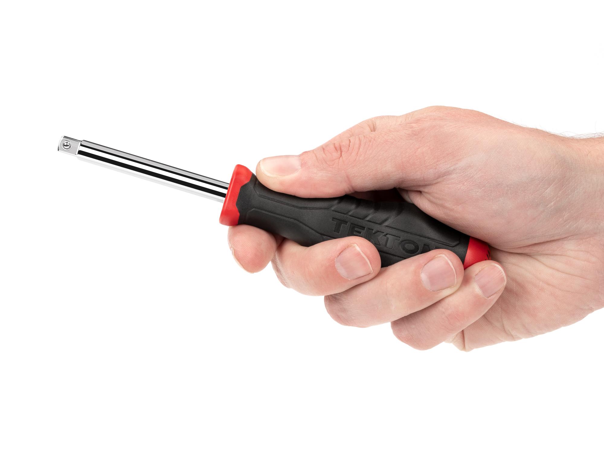 Person holding Tekton 6.5 inch socket driver. Item #SHH03125