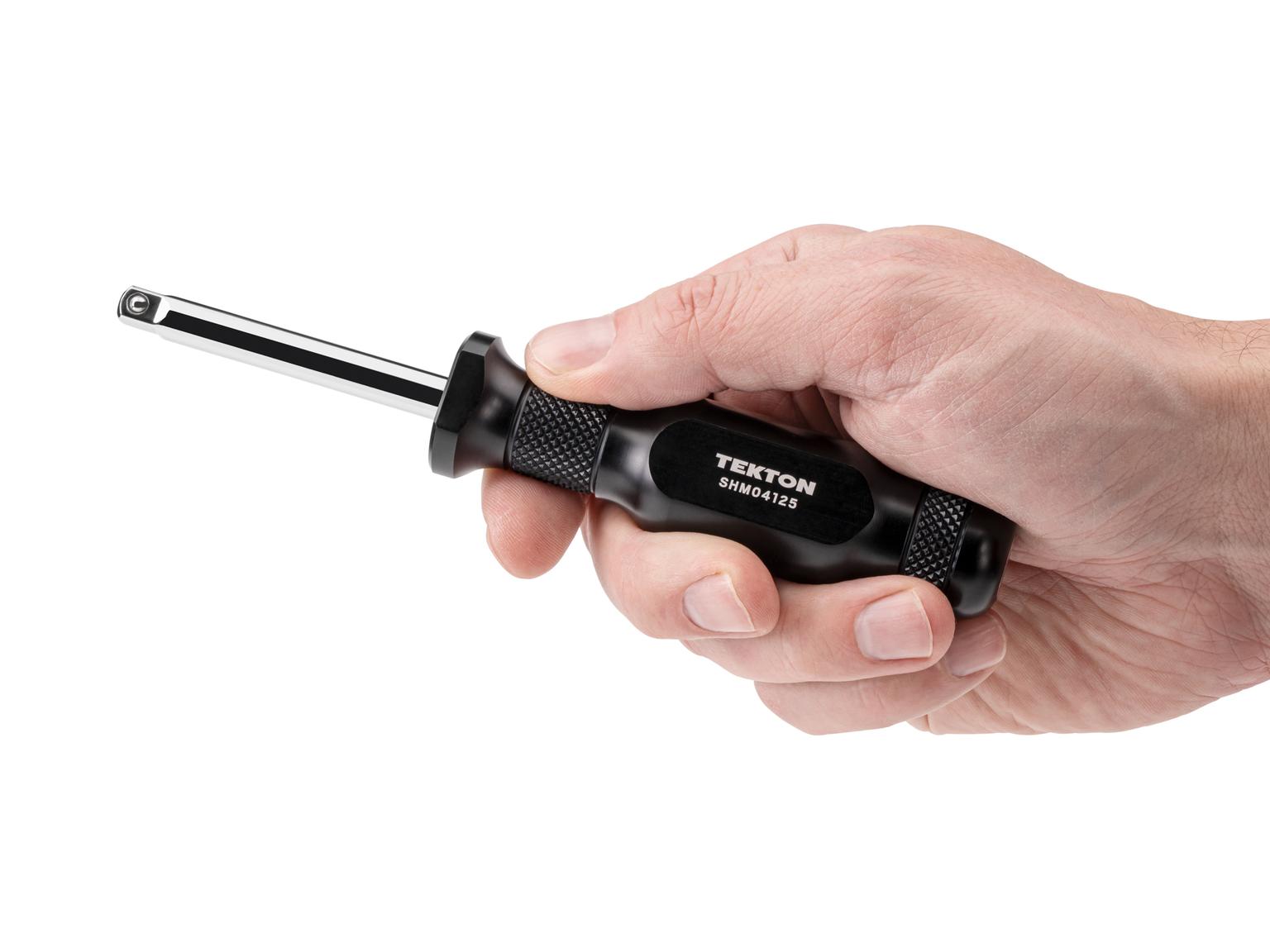 Person holding Tekton 6.5 inch socket driver. Item #SHM04125