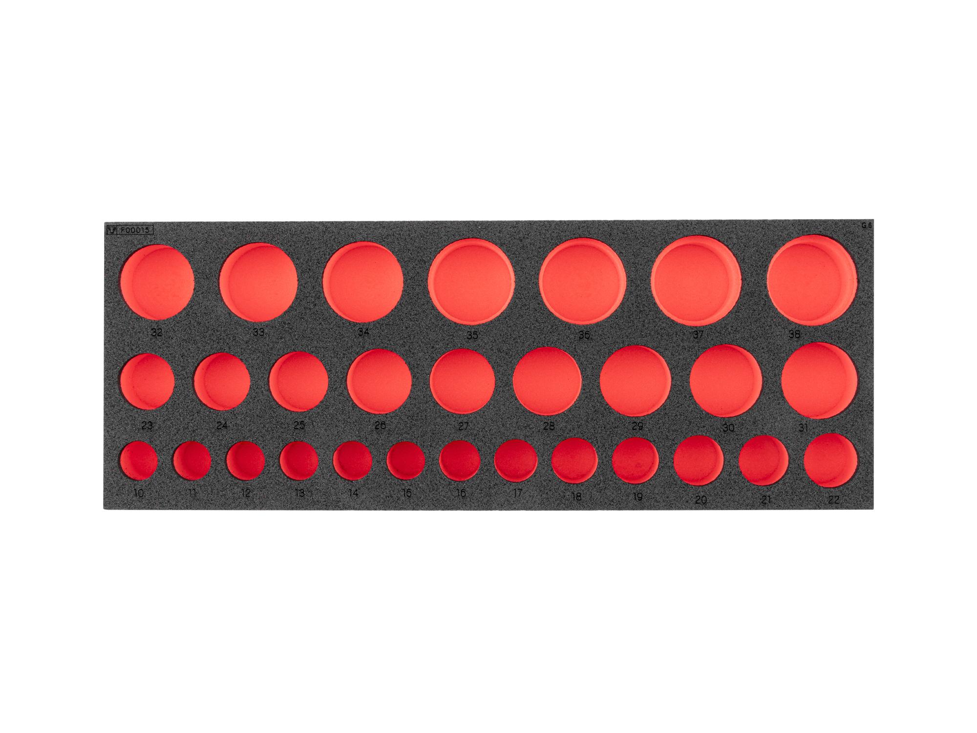 TEKTON 29-Tool 1/2 Inch Drive Deep Socket Set Foam Organizer, 16 x 6 Inch (10 - 38 mm)